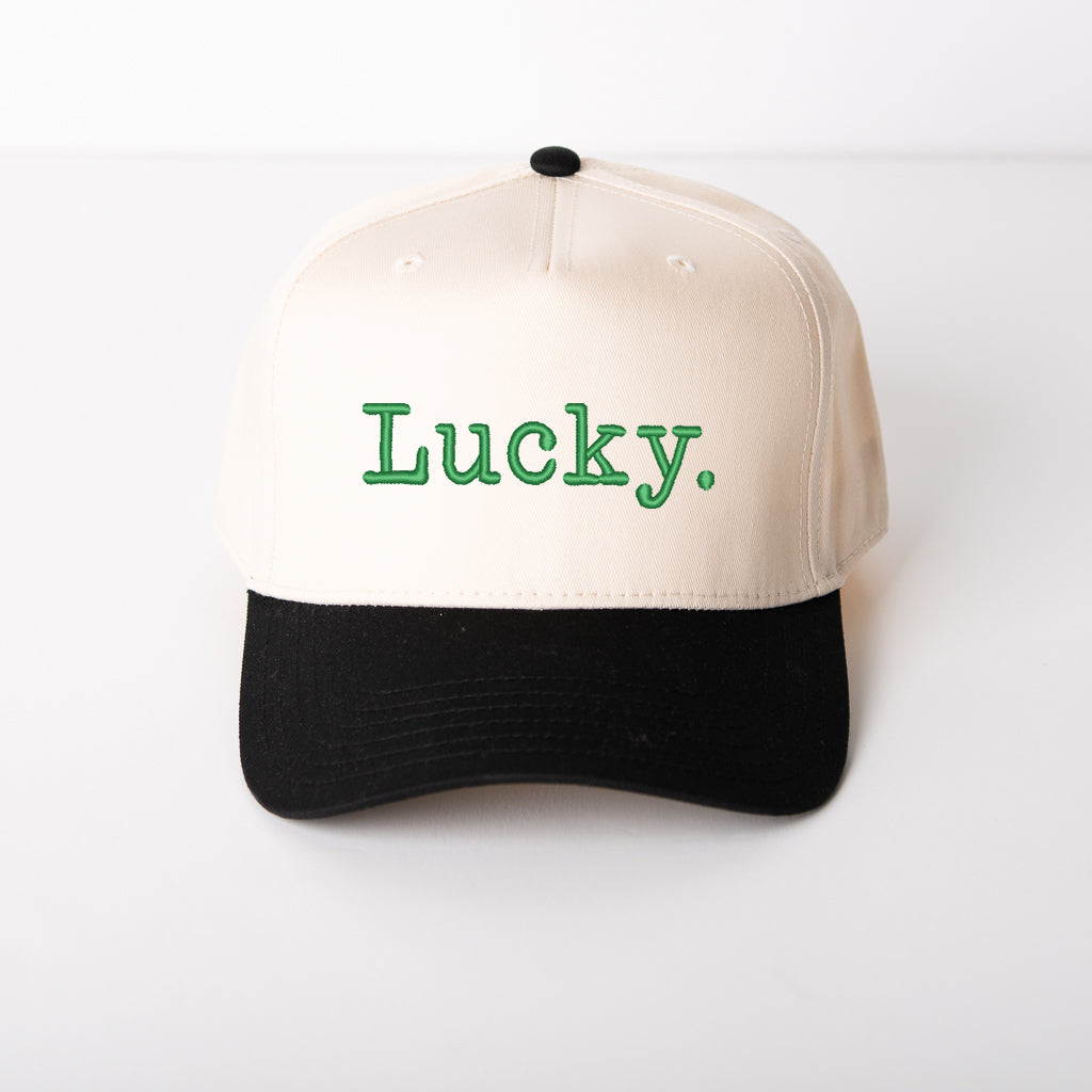 Embroidered Lucky Typewriter | Canvas Trucker Hat