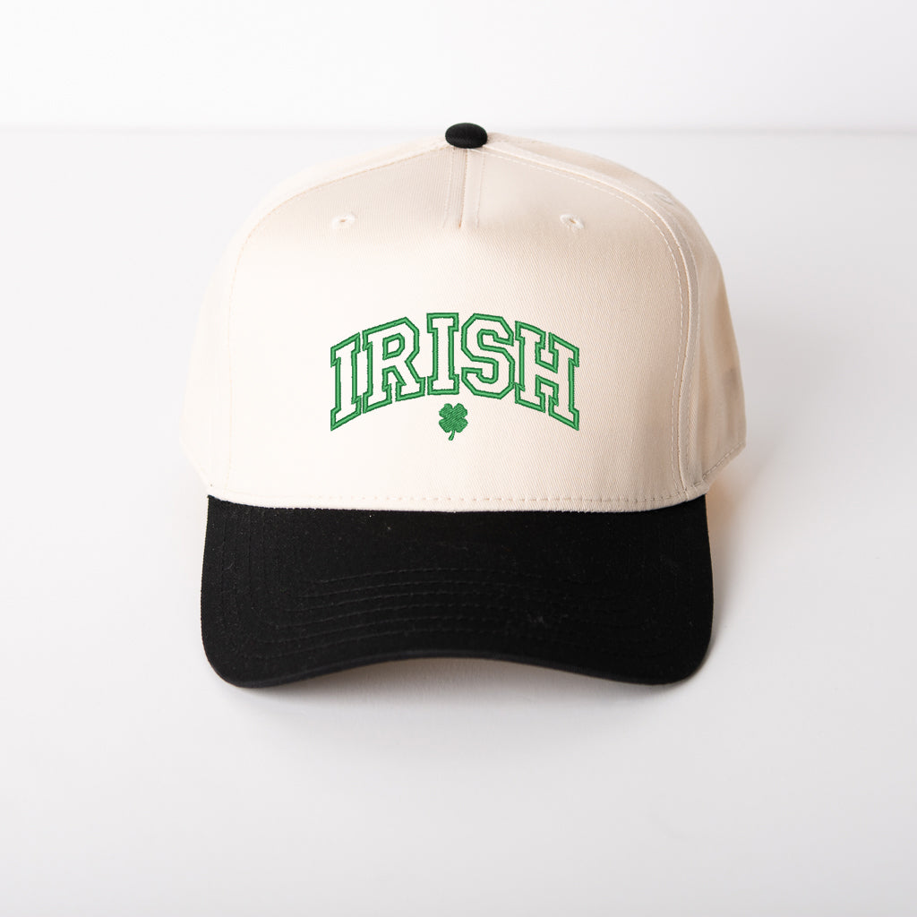 Embroidered Irish Varsity Clover | Canvas Trucker Hat