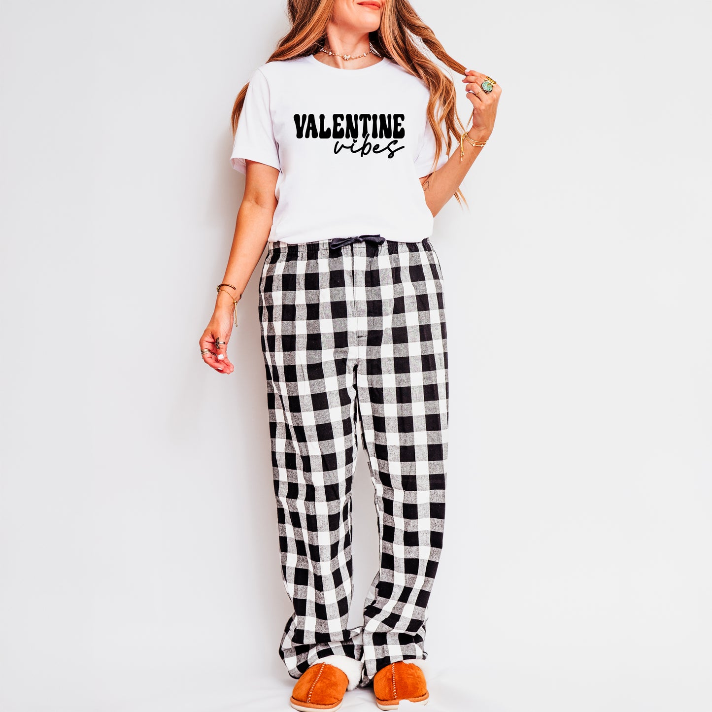 Retro Valentine Vibes | Plaid Pajama Set