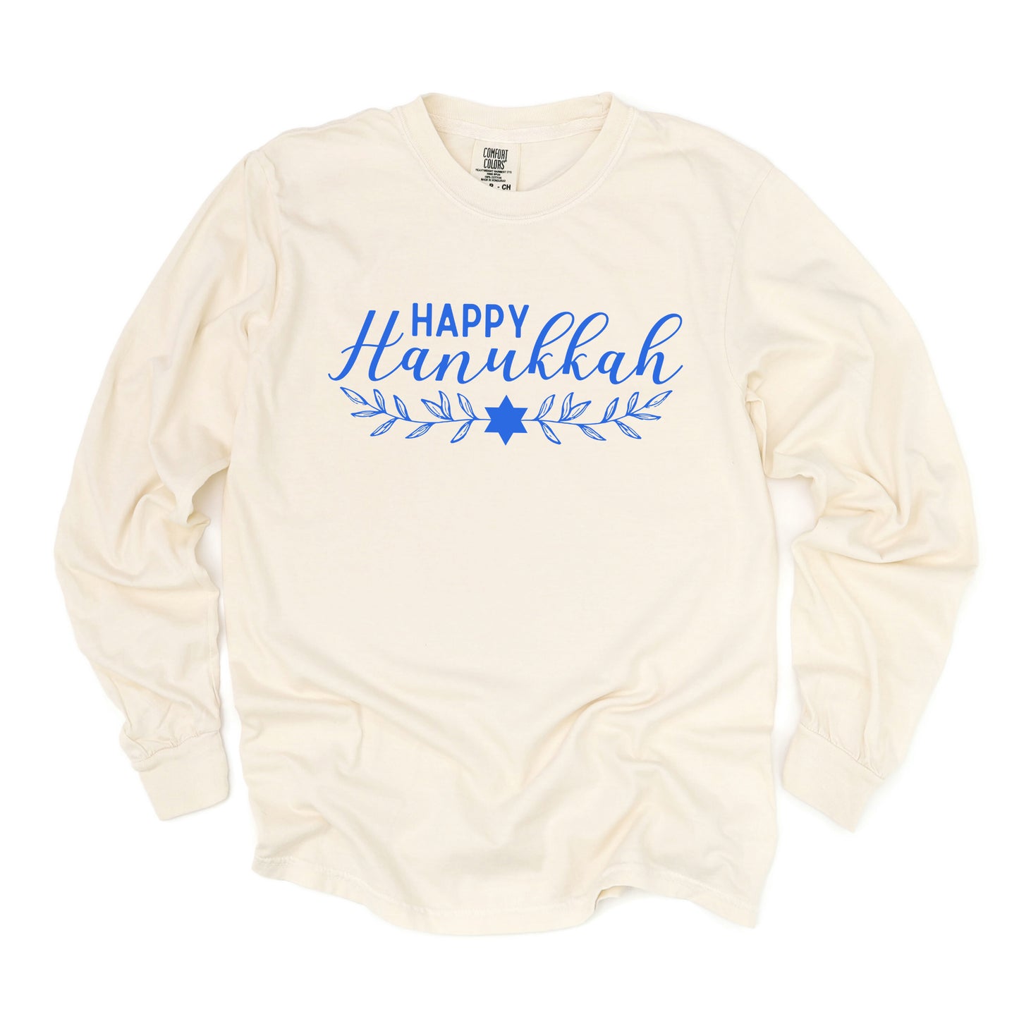 Happy Hanukkah Blue | Garment Dyed Long Sleeve