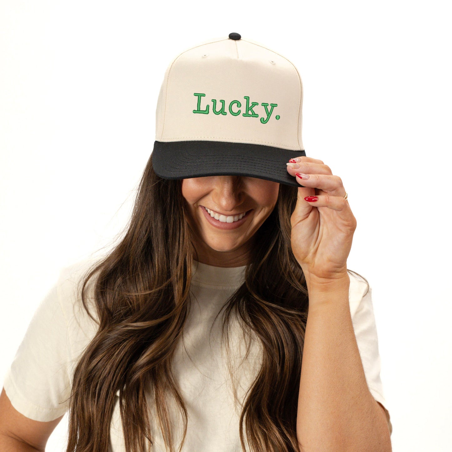 Embroidered Lucky Typewriter | Canvas Trucker Hat