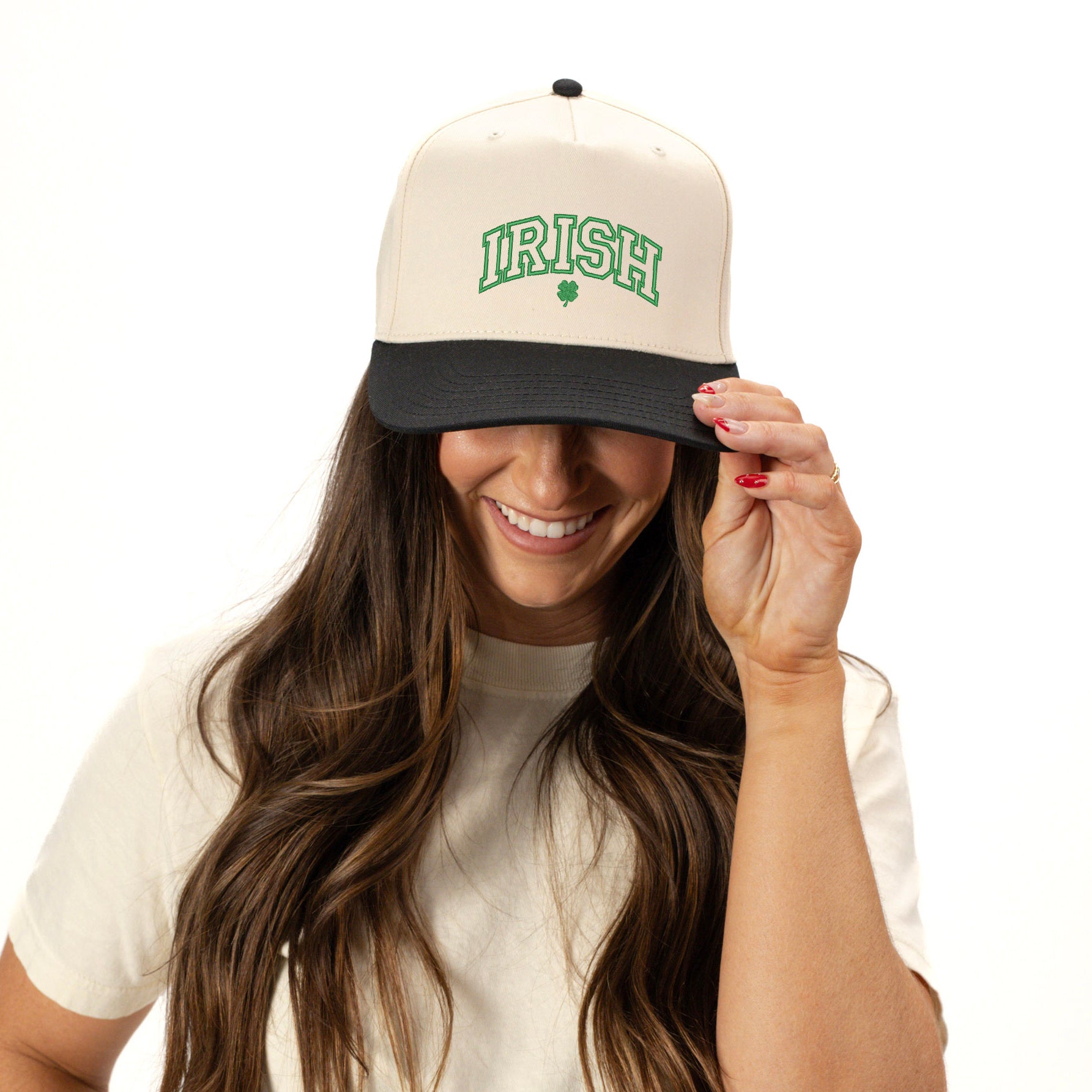 Embroidered Irish Varsity Clover | Canvas Trucker Hat
