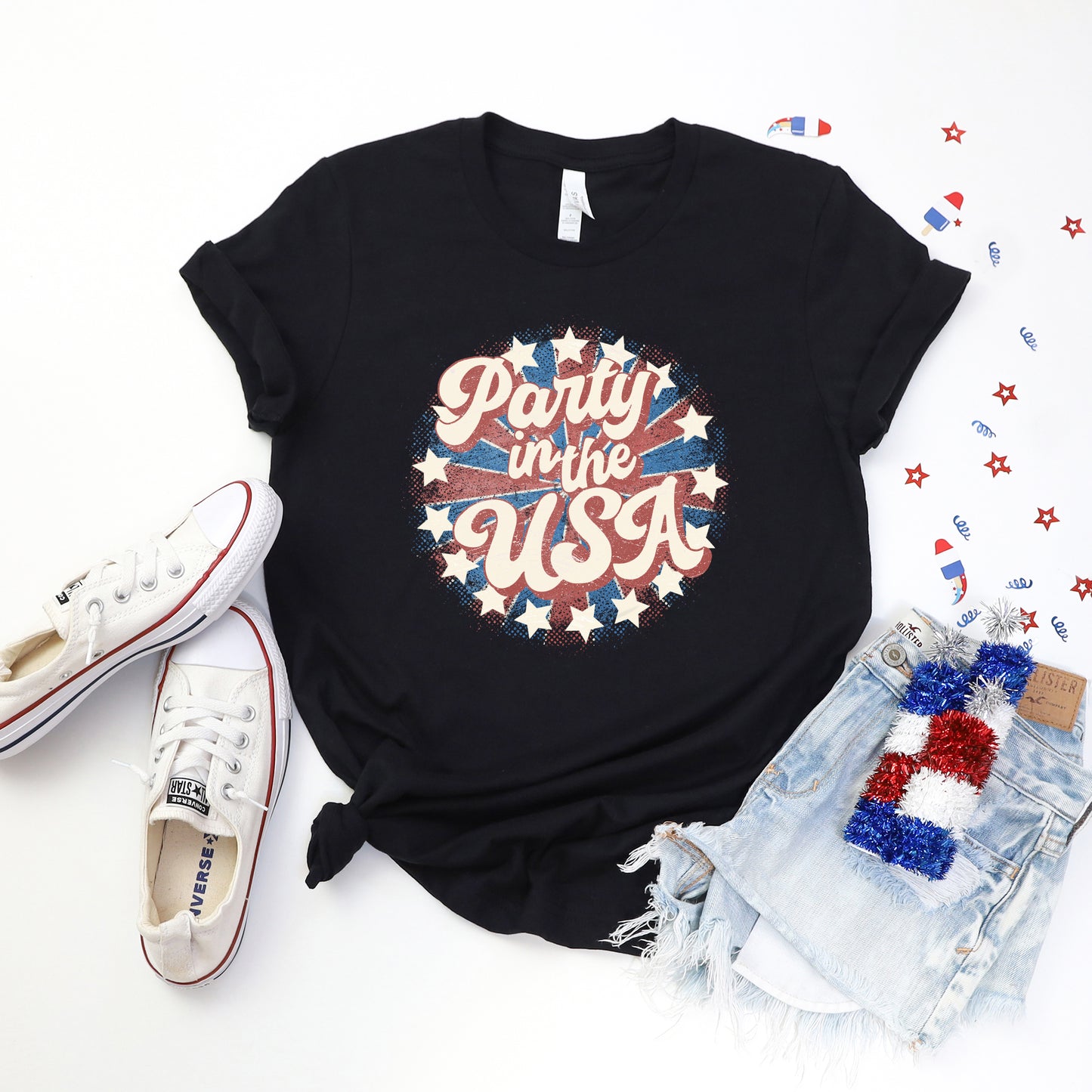 Party In The USA Circle | Short Sleeve Graphic Tee