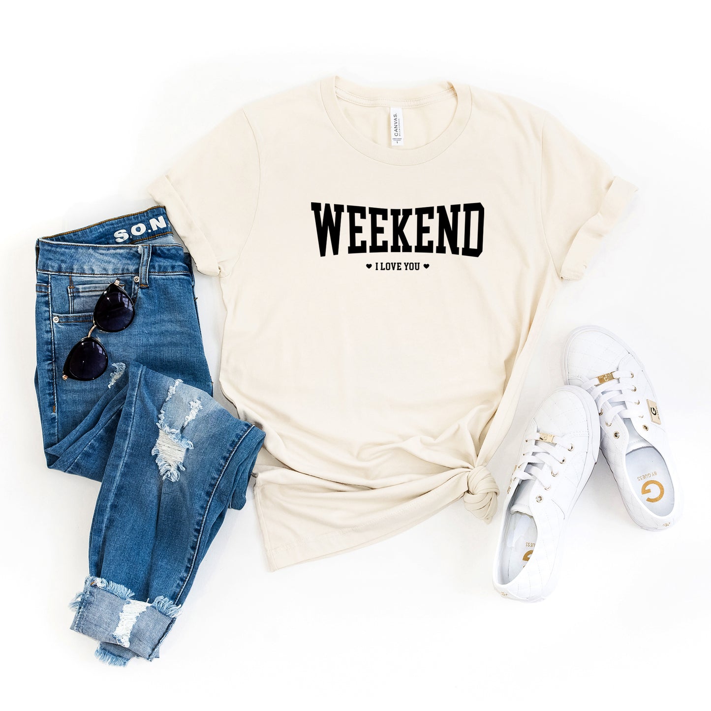 Weekend I love You Heart | Short Sleeve Graphic Tee