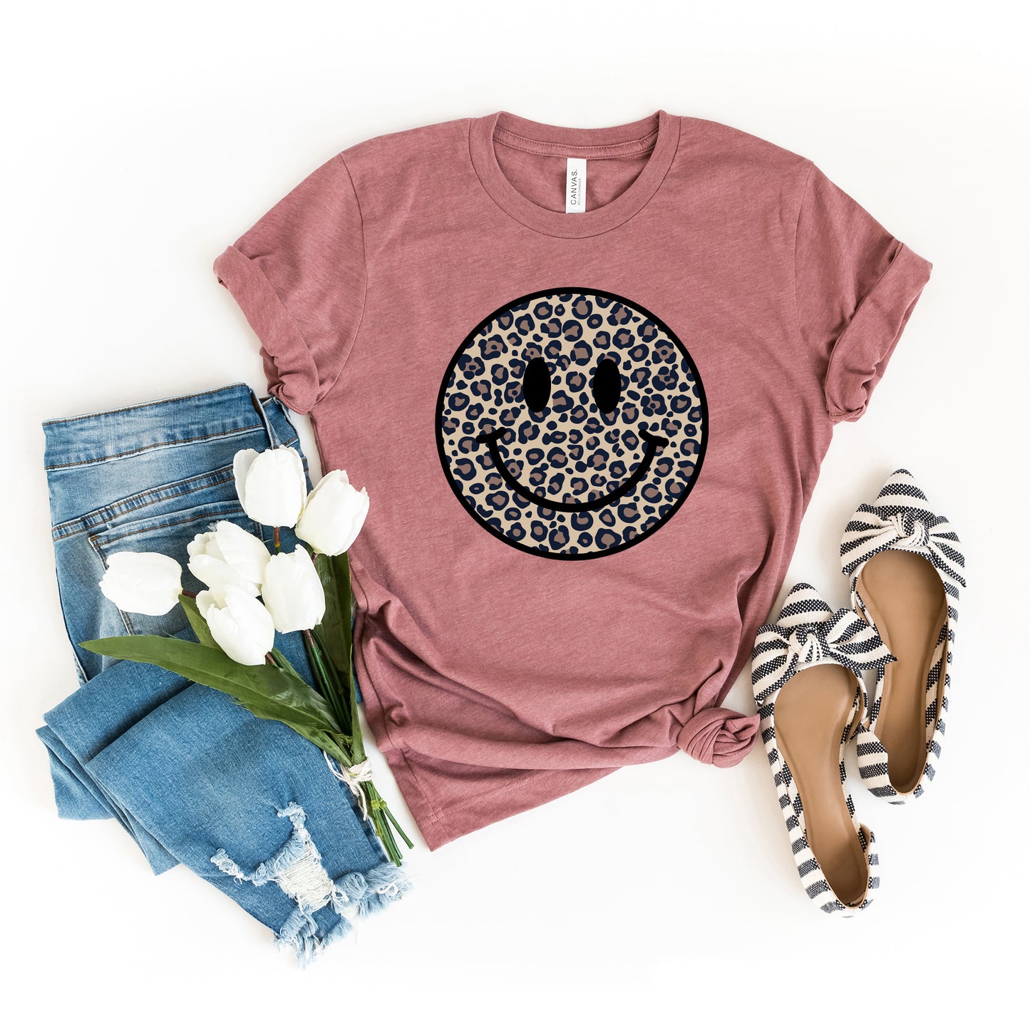 Smiley Face Leopard | Short Sleeve Graphic Tee