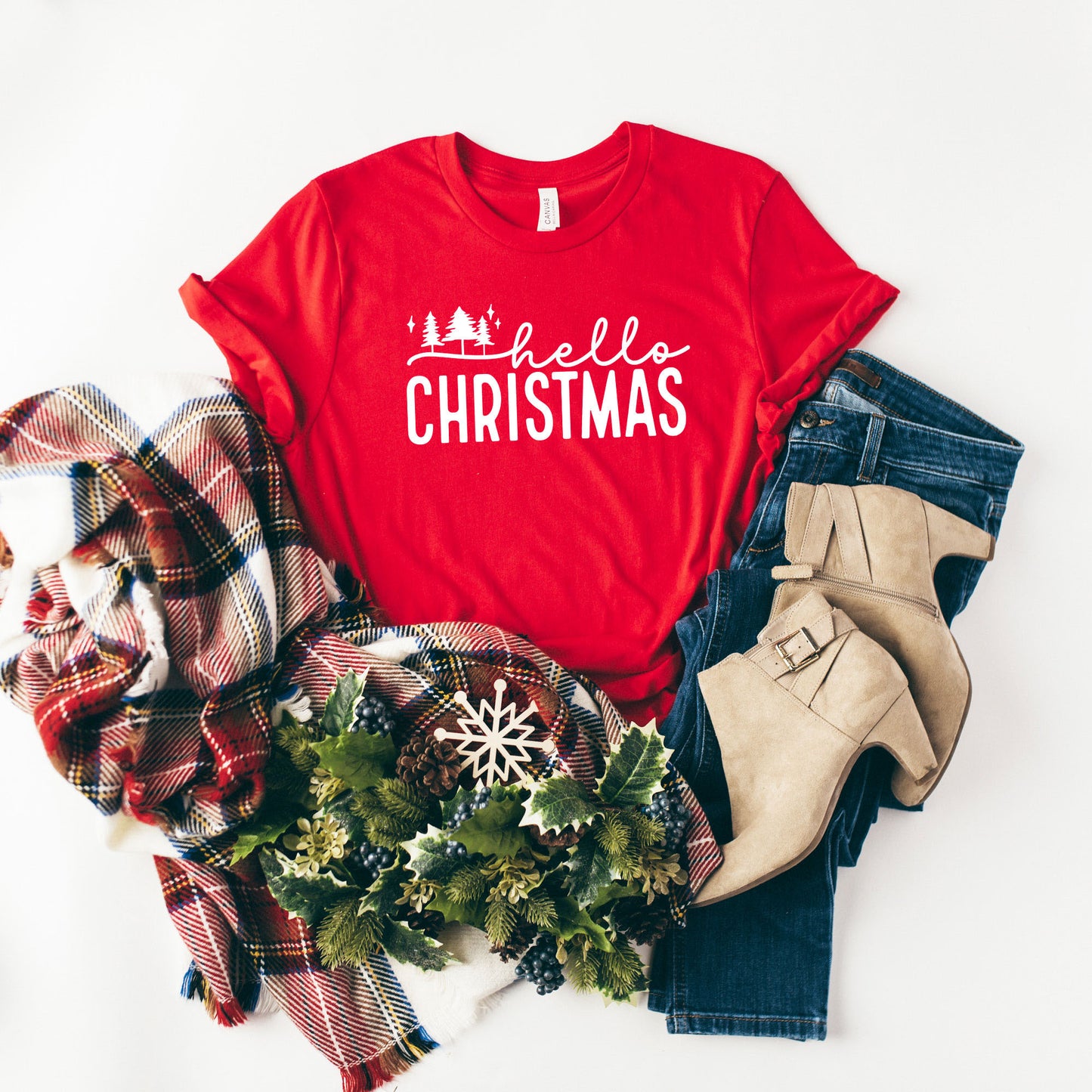 Hello Christmas Trees | Short Sleeve Graphic Tee