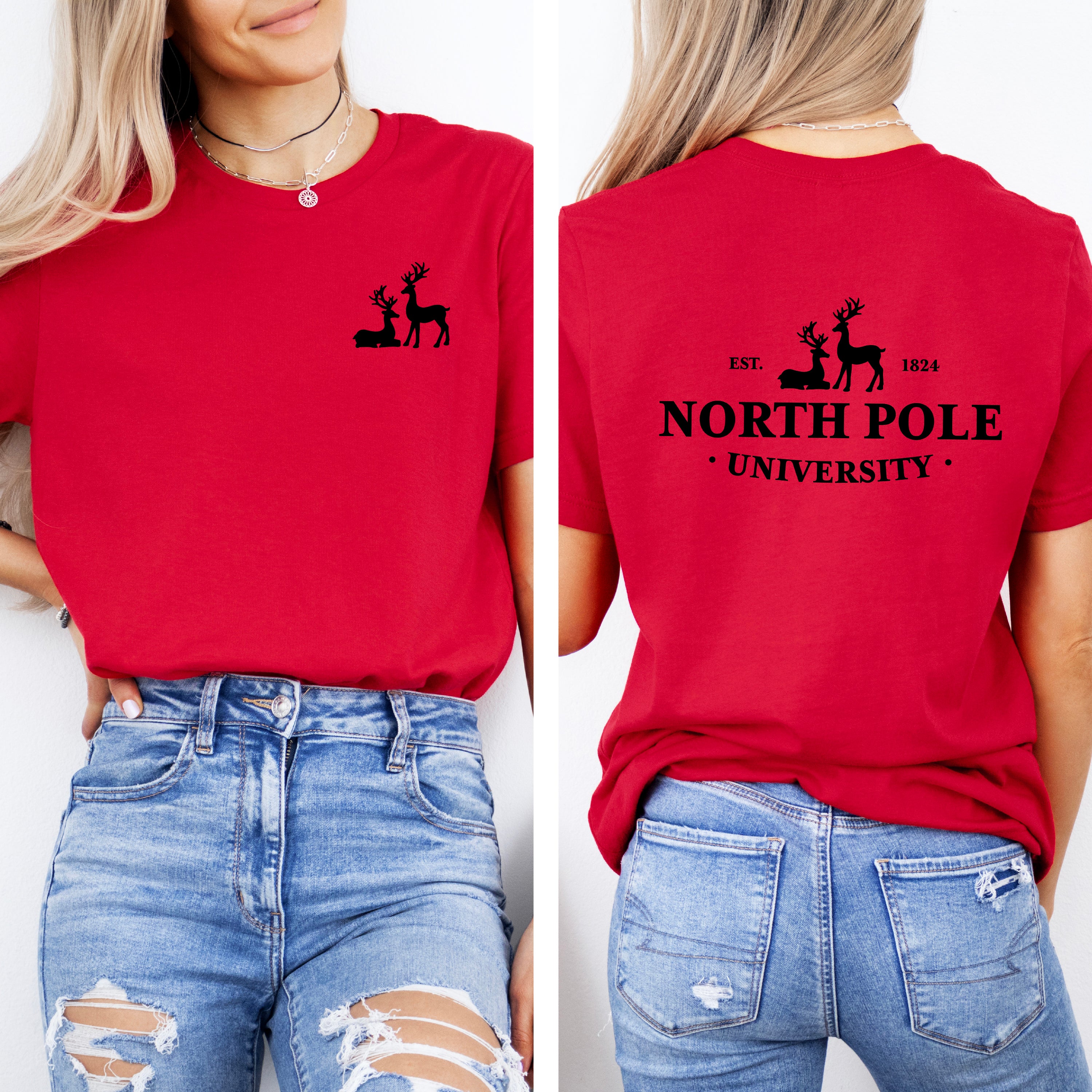 North Pole University | Front & Back Short Sleeve Graphic Tee