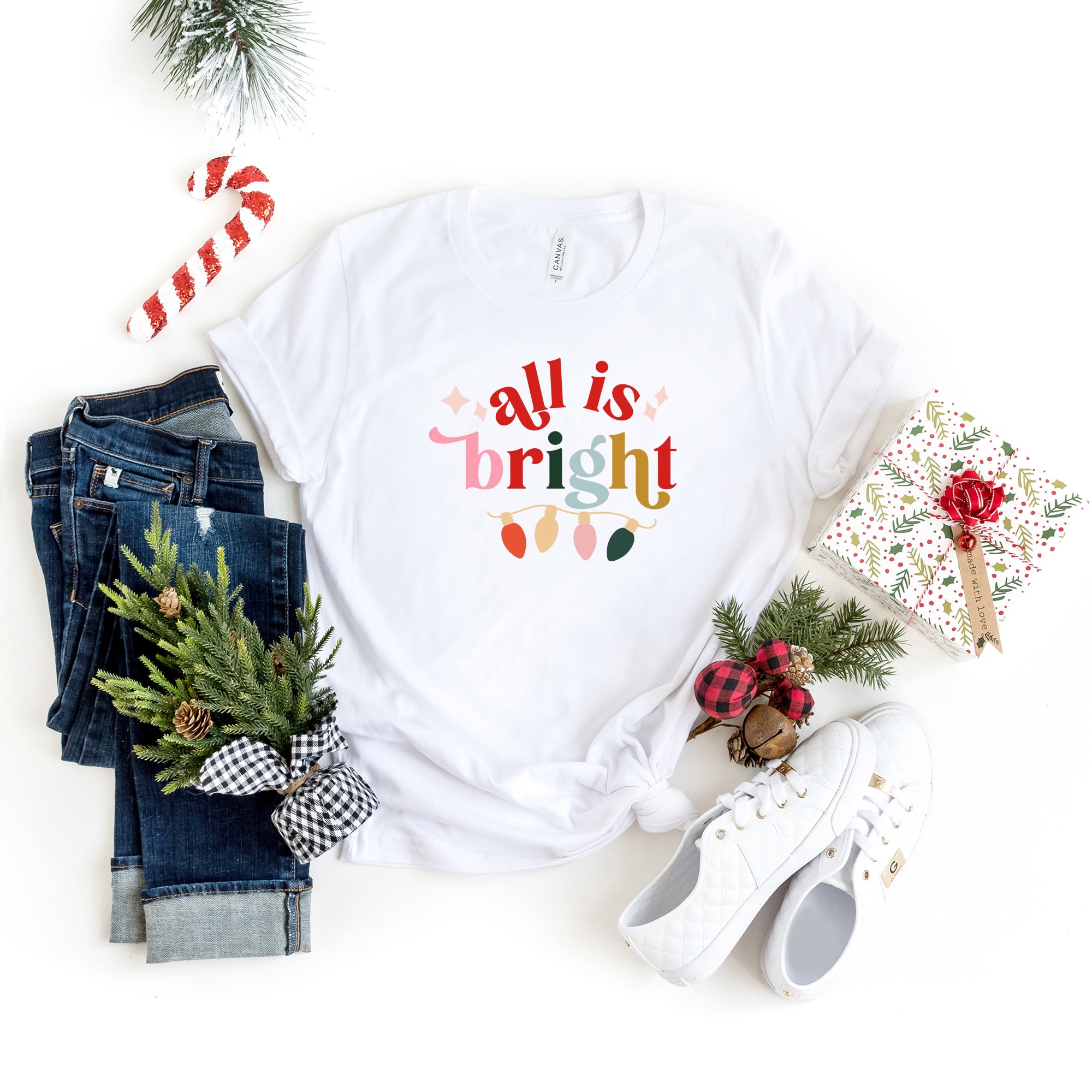 All Is Bright Christmas Lights | Short Sleeve Crew Neck