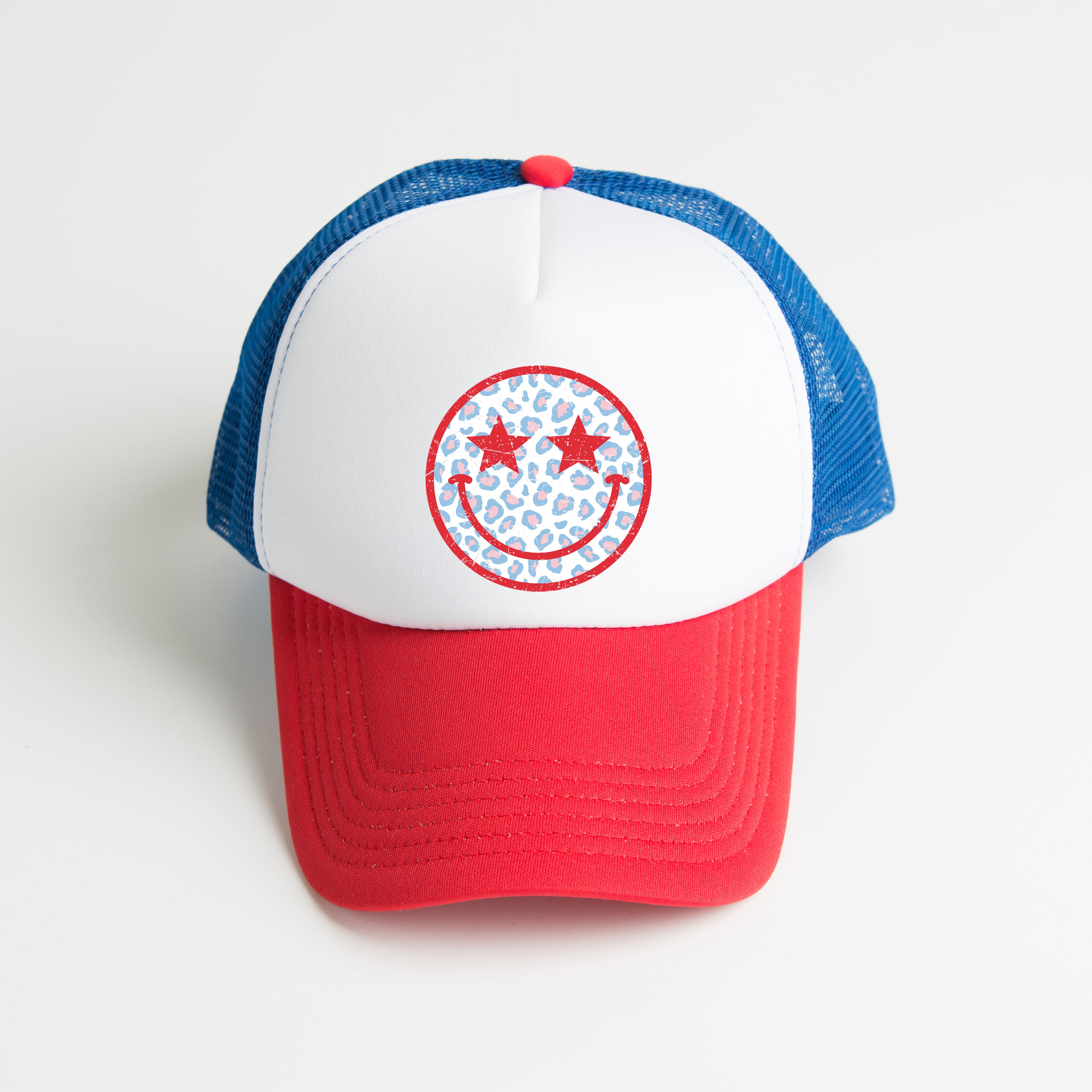 Leopard Patriotic Smiley Face | Foam Trucker Hat
