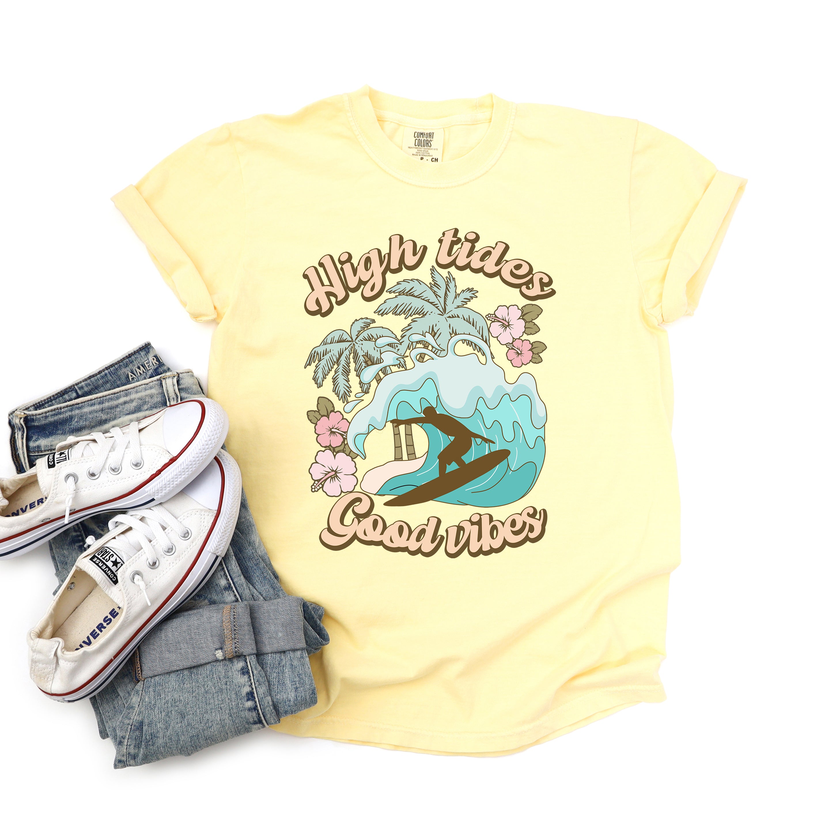 High Tides Good Vibes Wave | Garment Dyed Short Sleeve Tee
