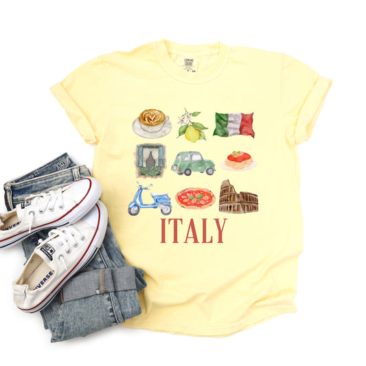 Italy Travel Collage | Garment Dyed Short Sleeve Tee