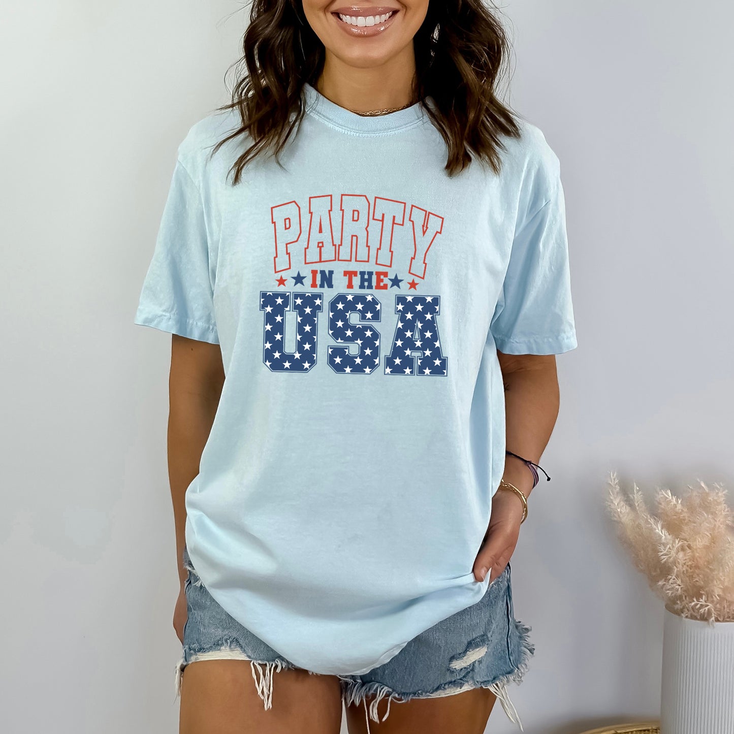 Retro Party In The USA Stars | Garment Dyed Short Sleeve Tee