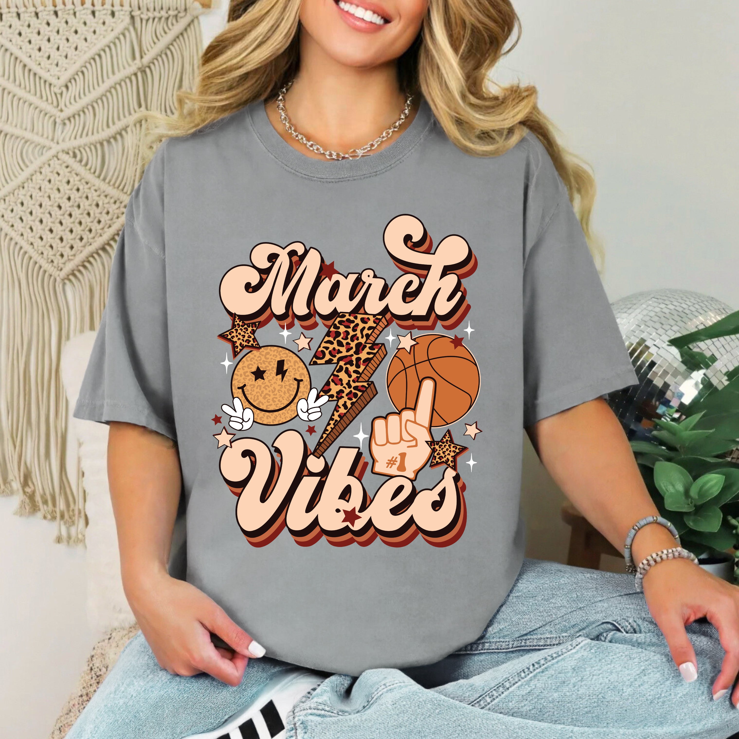 March Vibes Basketball Cheetah | Garment Dyed Short Sleeve Tee