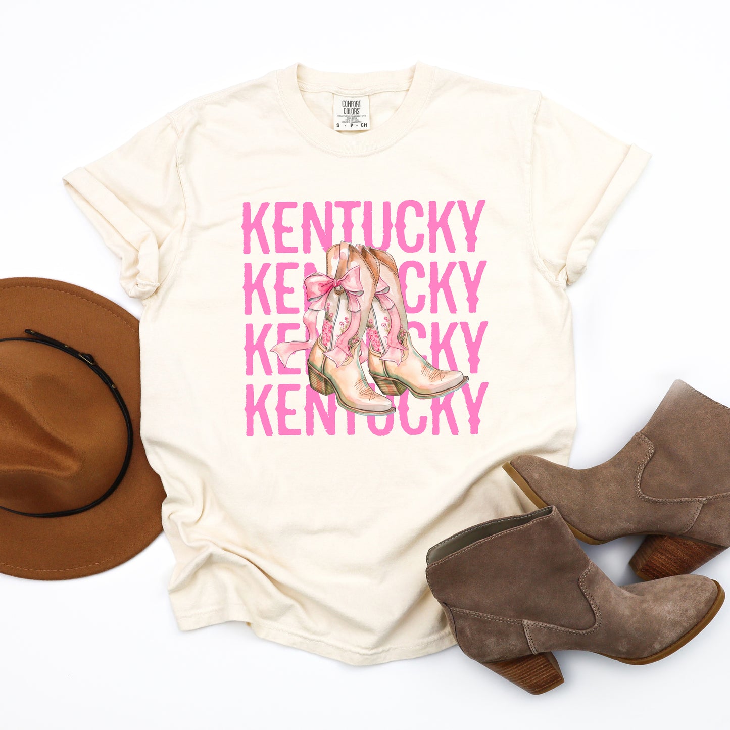 Coquette Kentucky Cowgirl Boots | Garment Dyed Short Sleeve Tee