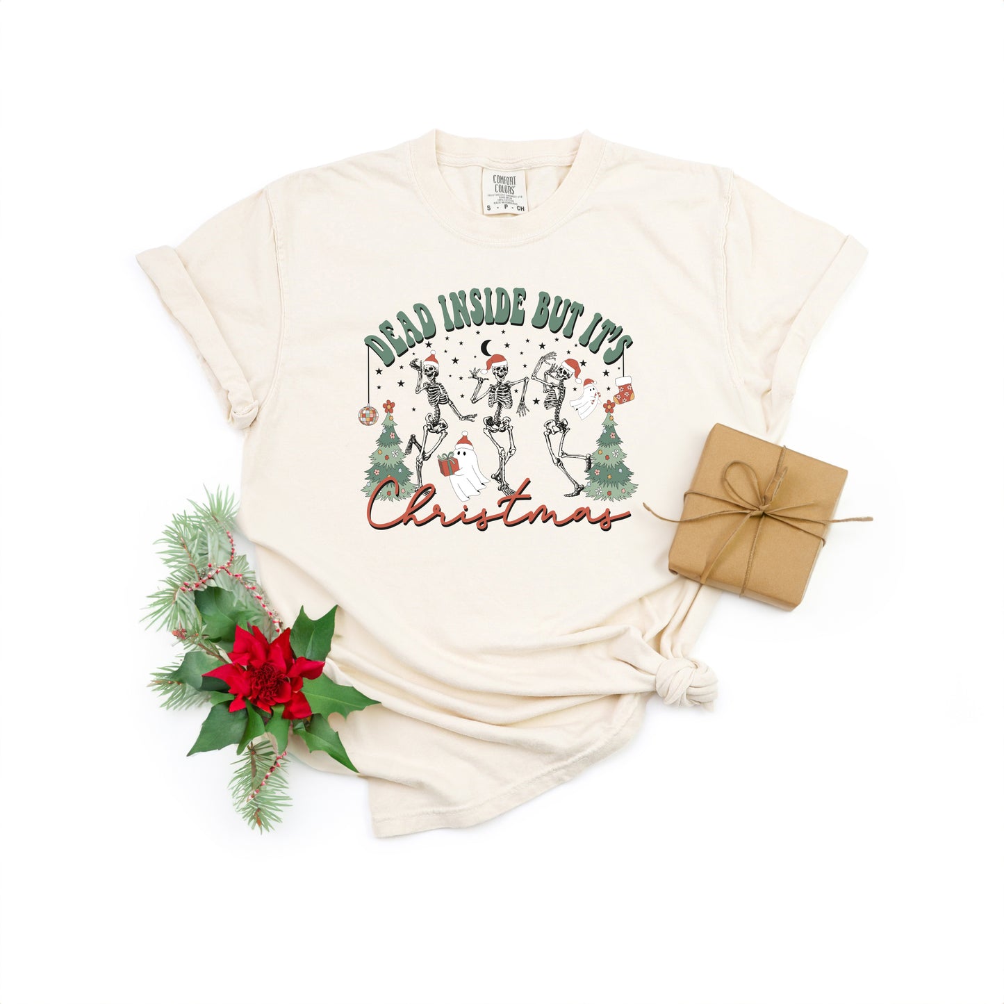 Dead Inside Christmas Skeleton | Garment Dyed Tee