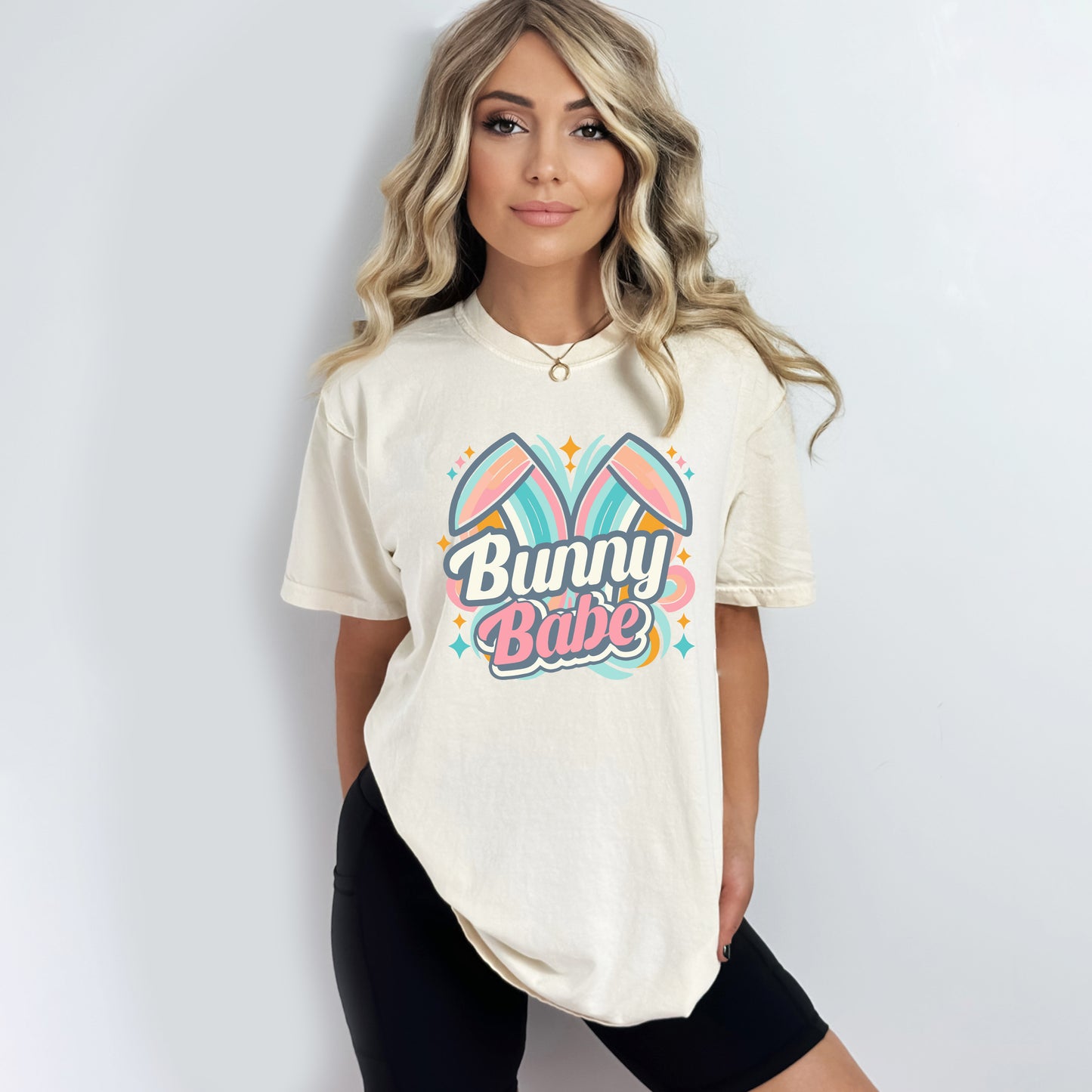 Bunny Babe Colorful Ears | Garment Dyed Short Sleeve Tee