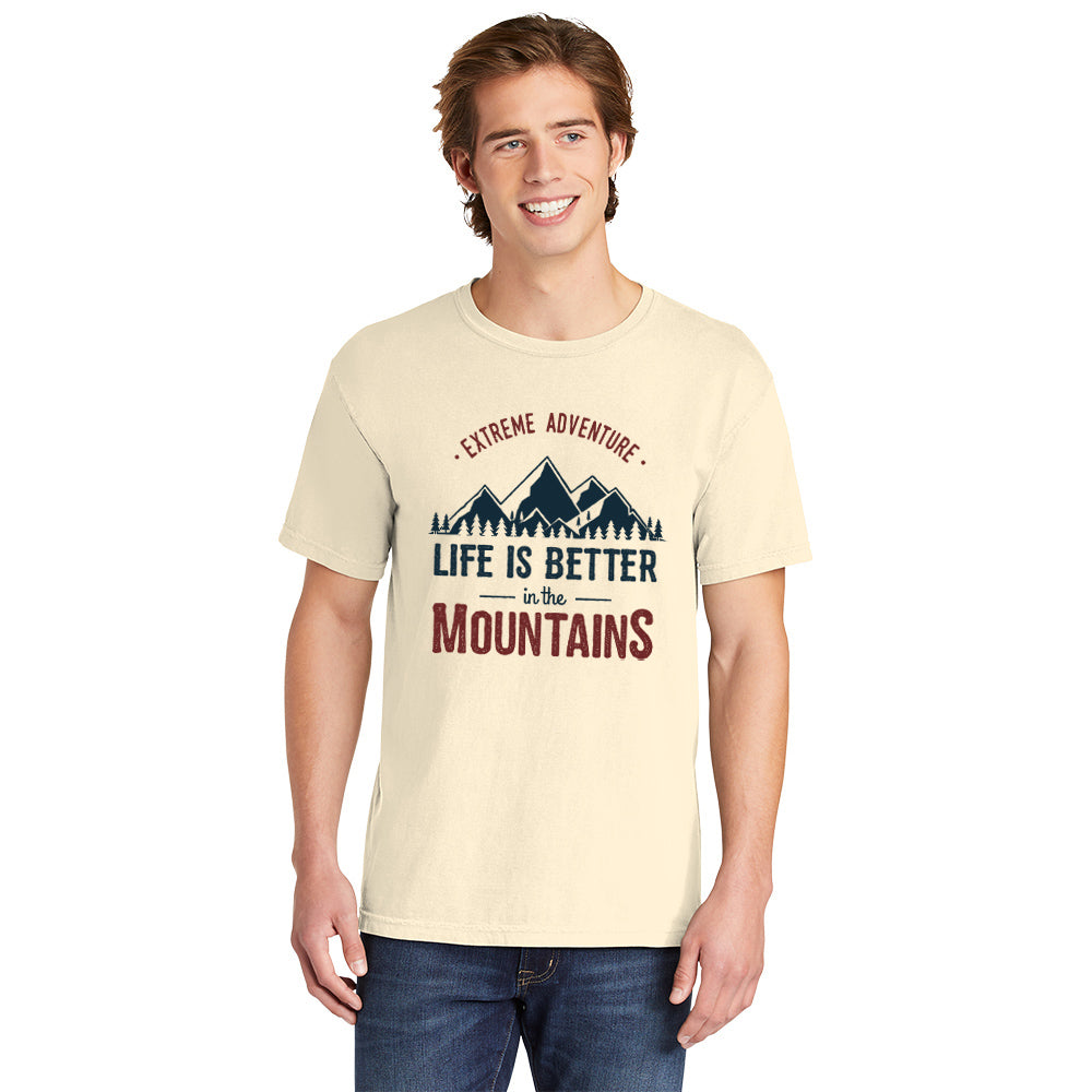 Life Is Better In The Mountains Colorful | Men's Garment Dyed Tee