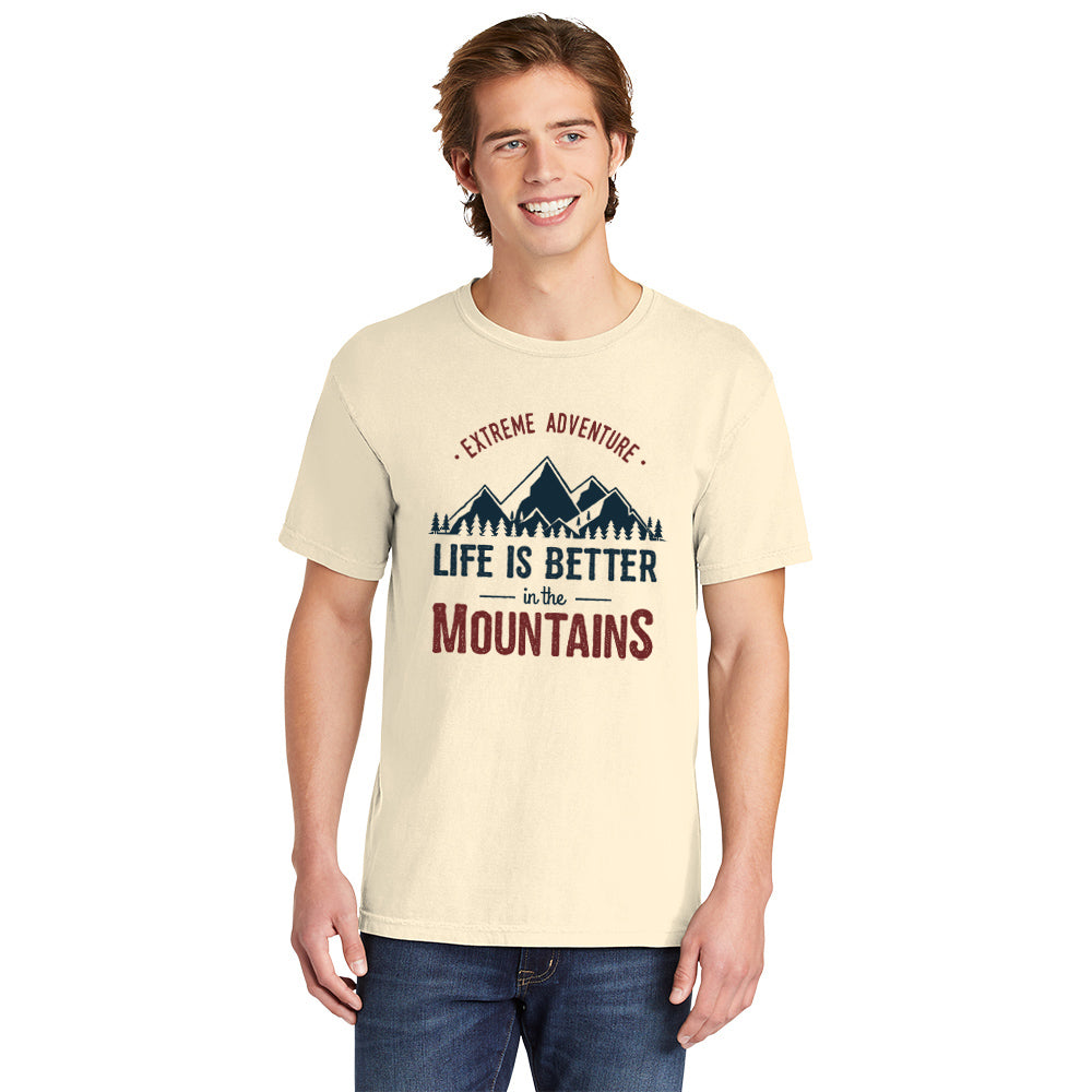 Life Is Better In The Mountains Colorful | Men's Garment Dyed Tee