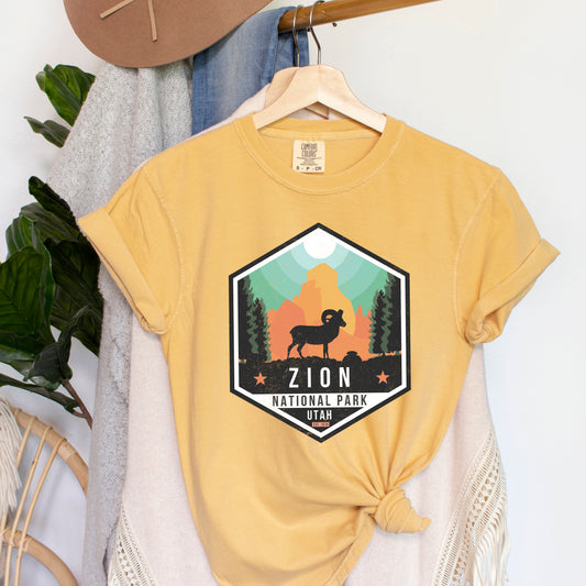 Zion National Park Badge | Garment Dyed Short Sleeve Tee