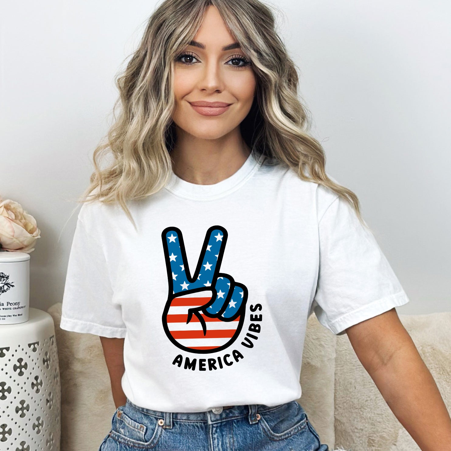 Peace Sign Flag Vibes | Garment Dyed Short Sleeve Tee