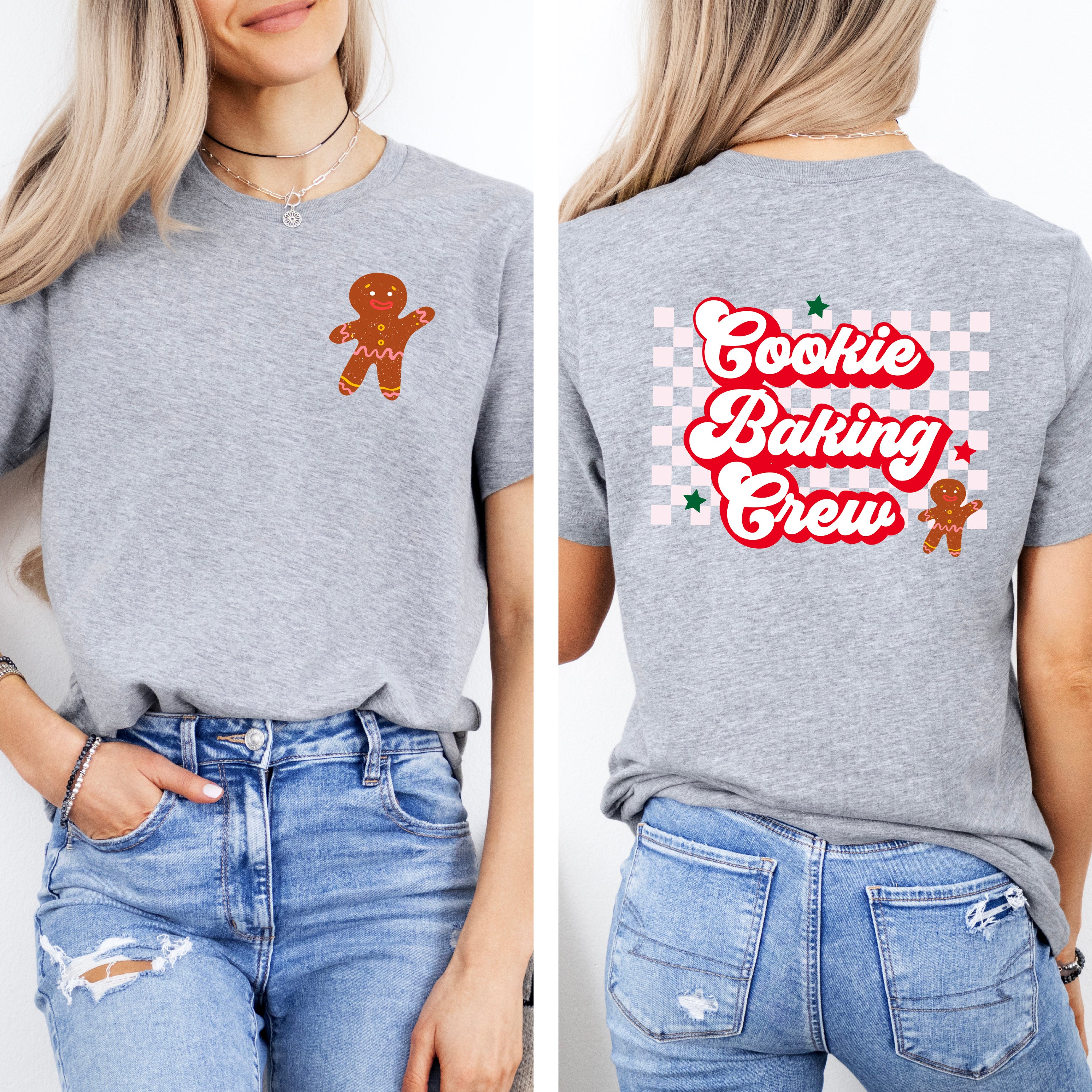 Cookie Baking Crew Checkered | Front & Back Short Sleeve Graphic Tee