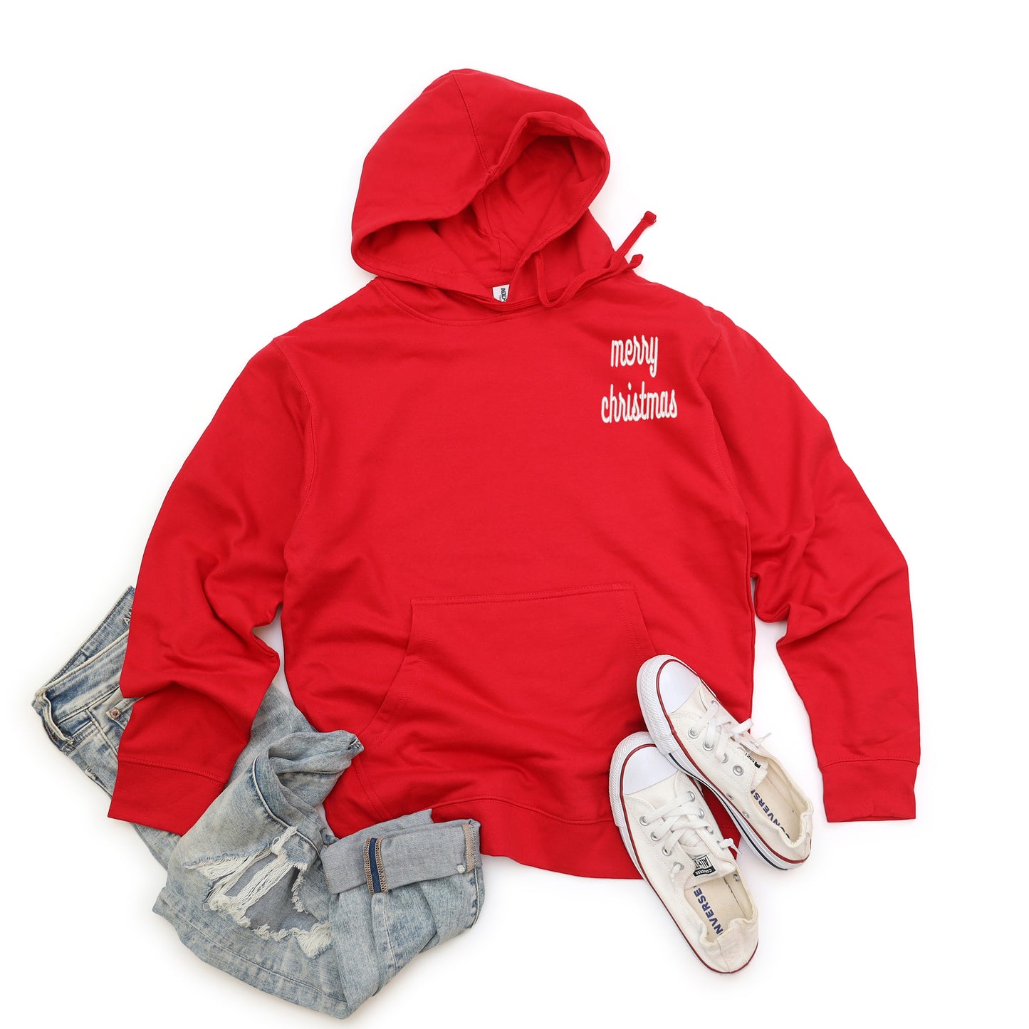 Embroidered Merry Christmas Bold Cursive Mini | Hoodie