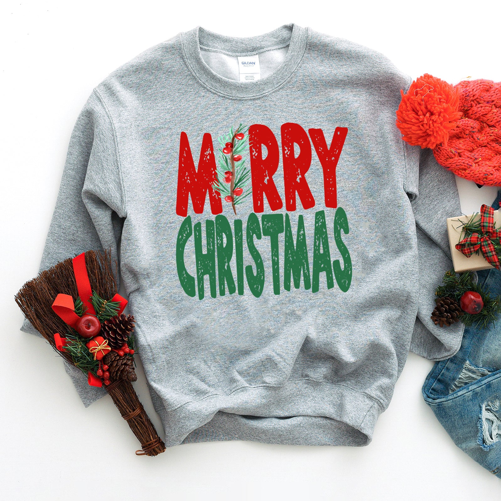 Red And Green Merry Christmas | Sweatshirt
