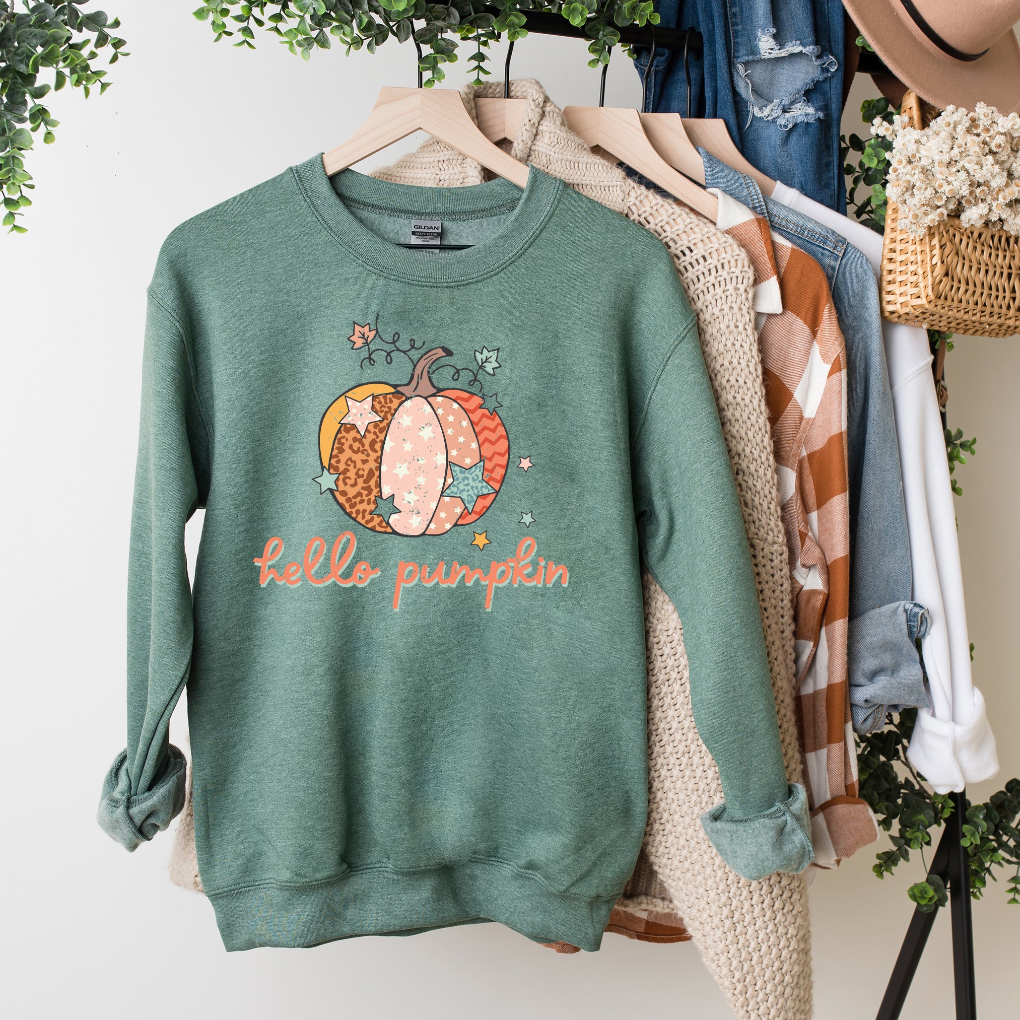 Hello Pumpkin Colorful Stars | Sweatshirt