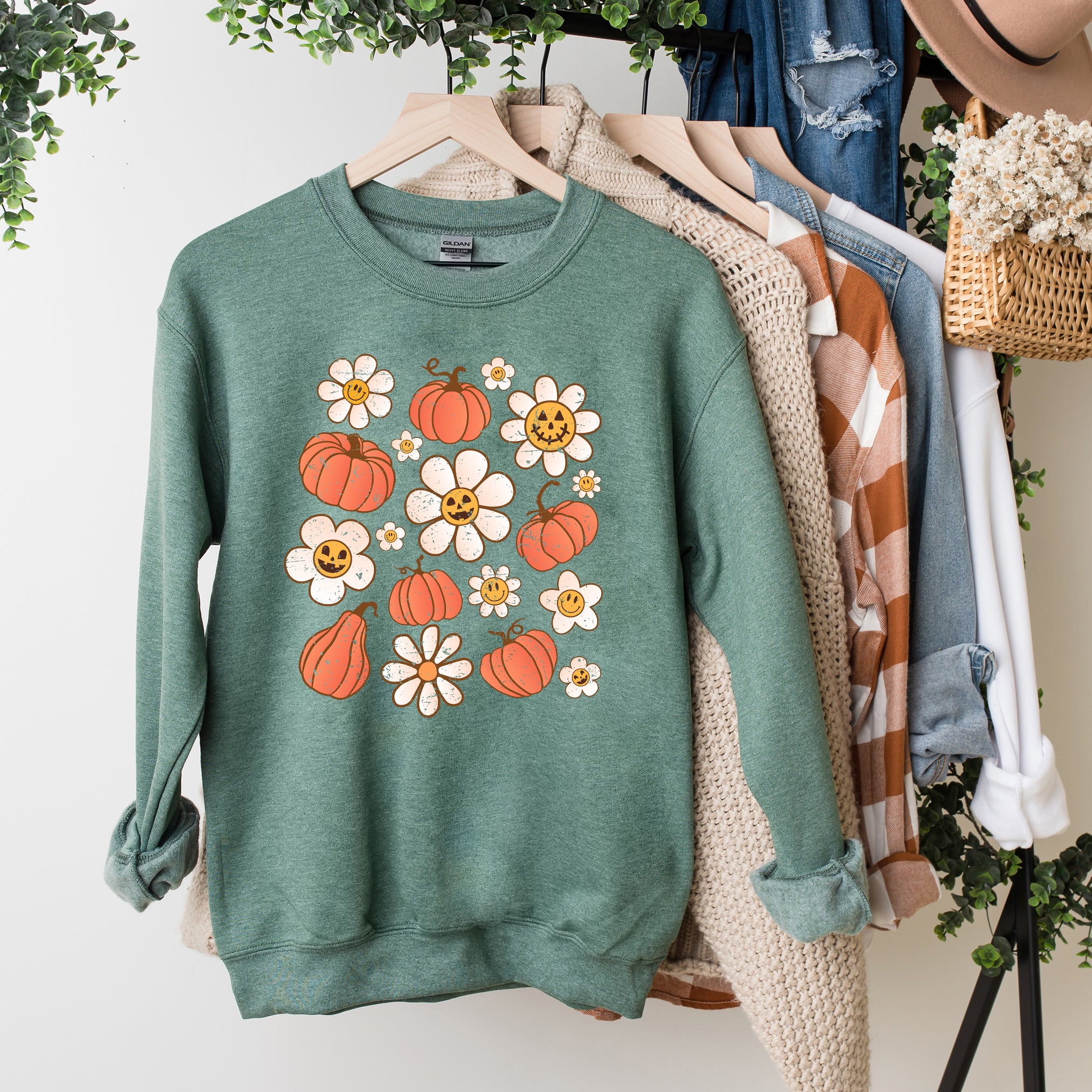 Distressed Flowers and Pumpkins | Sweatshirt