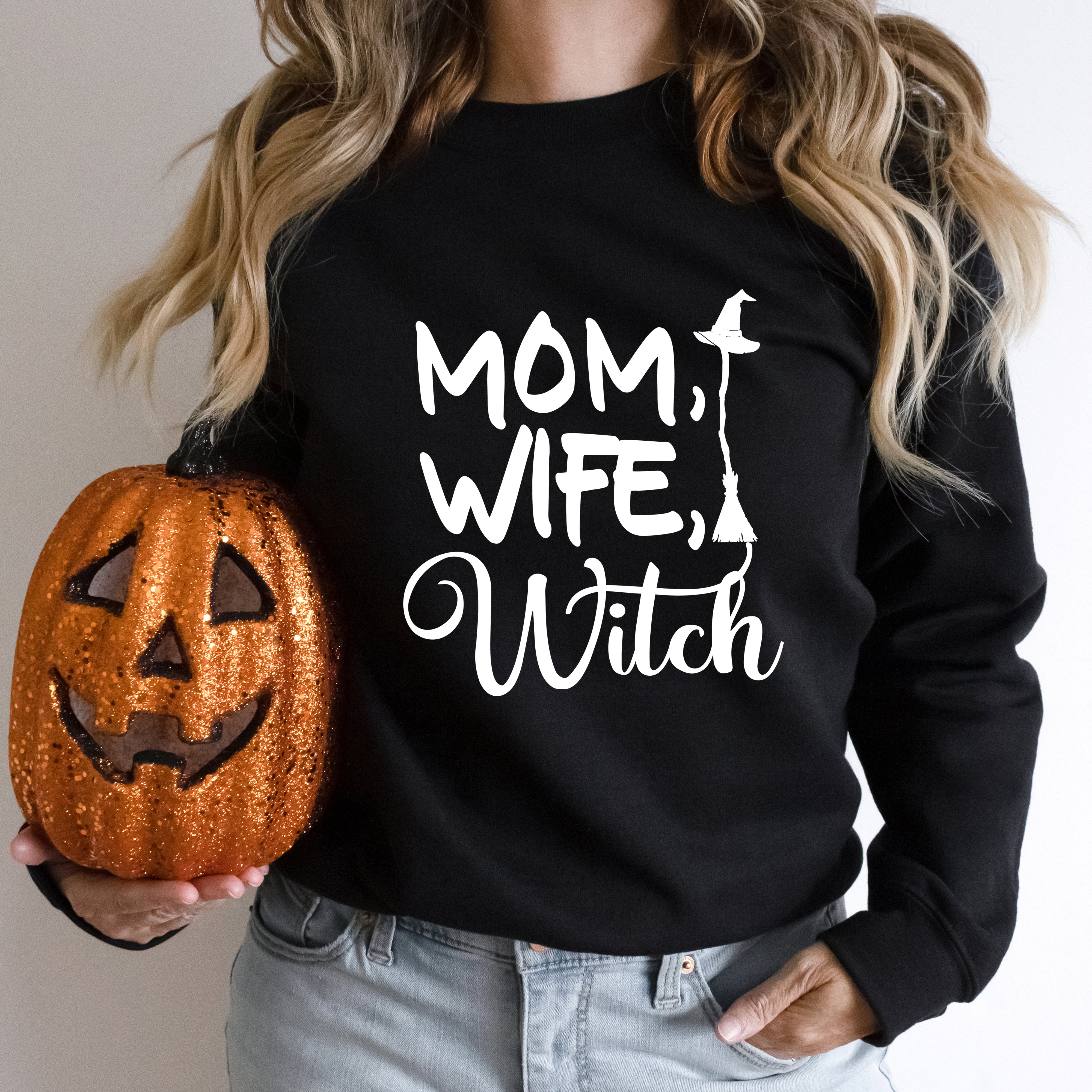 Mom Wife Witch Cursive | Sweatshirt