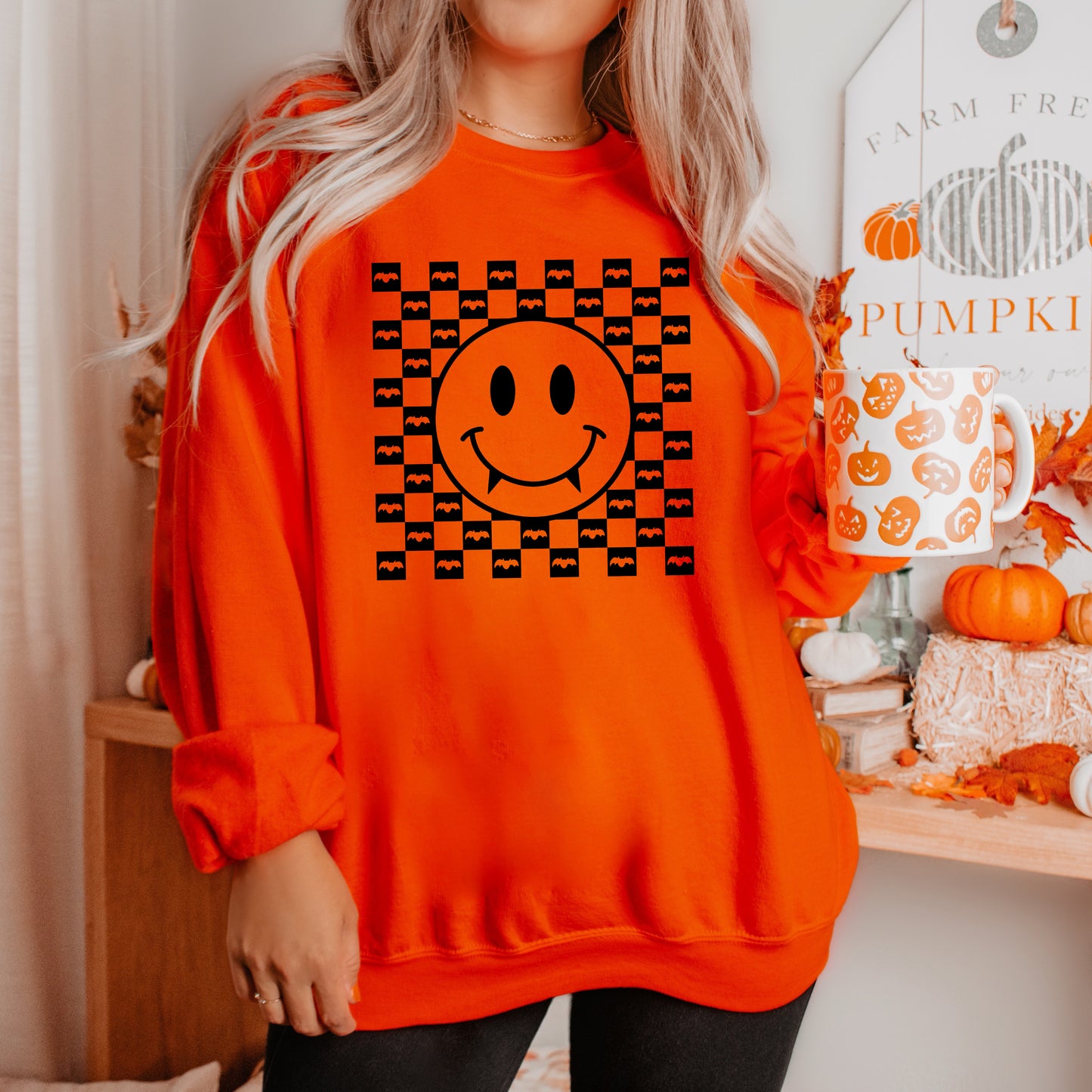 Halloween Bat Smiley Face | Graphic Sweatshirt