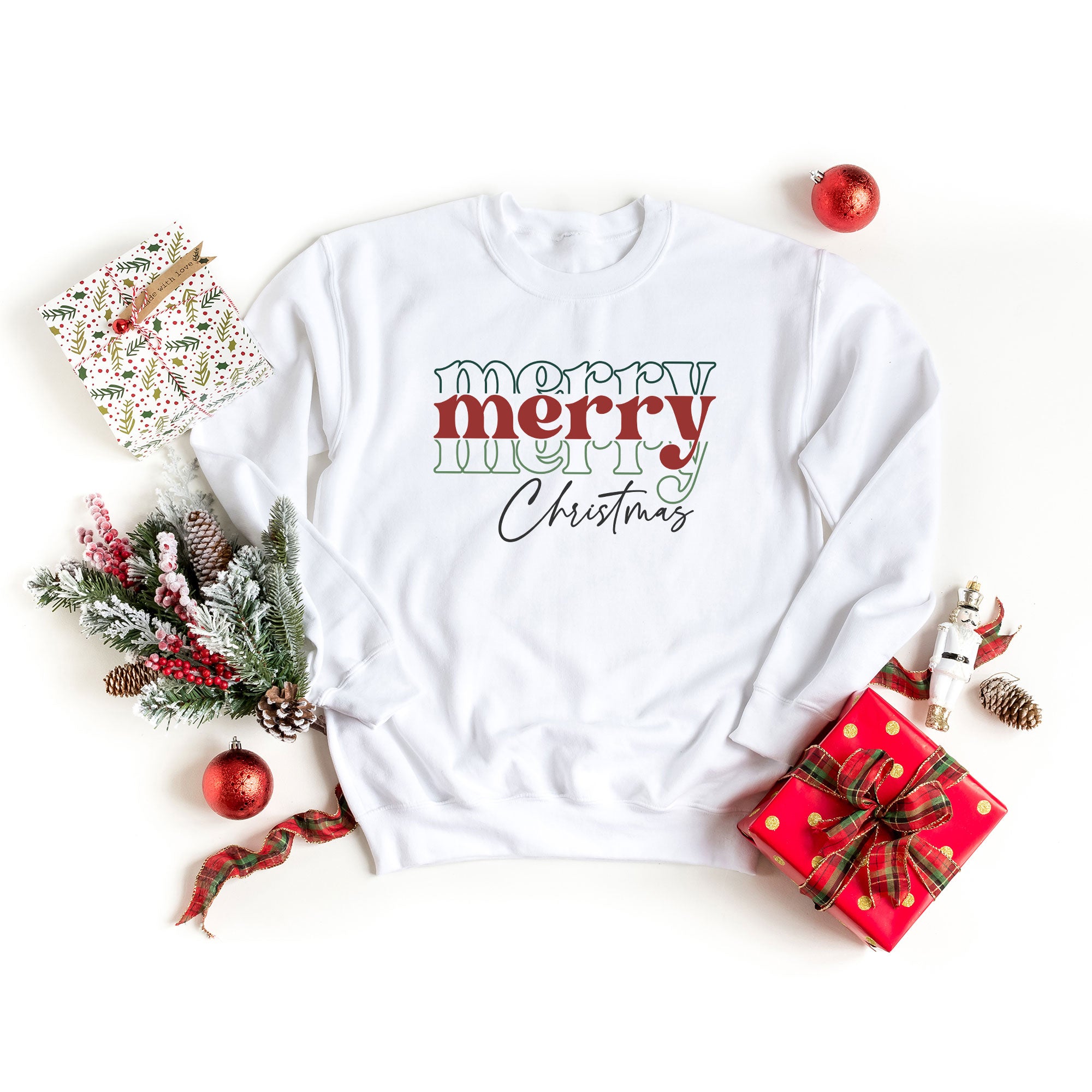 Merry Christmas Stacked | Sweatshirt