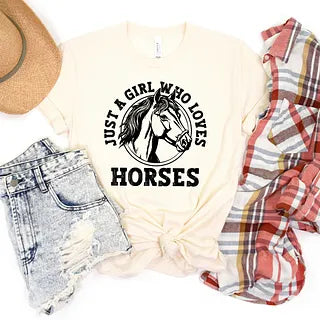 Girl Who Loves Horses Circle |Short Sleeve Crew Neck