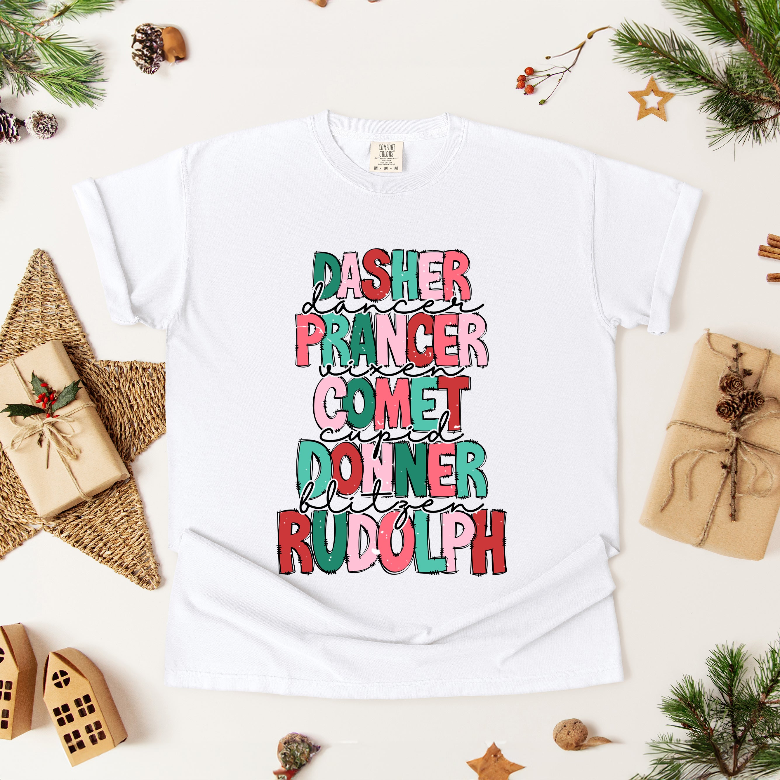 Reindeer Stacked | Garment Dyed Tee