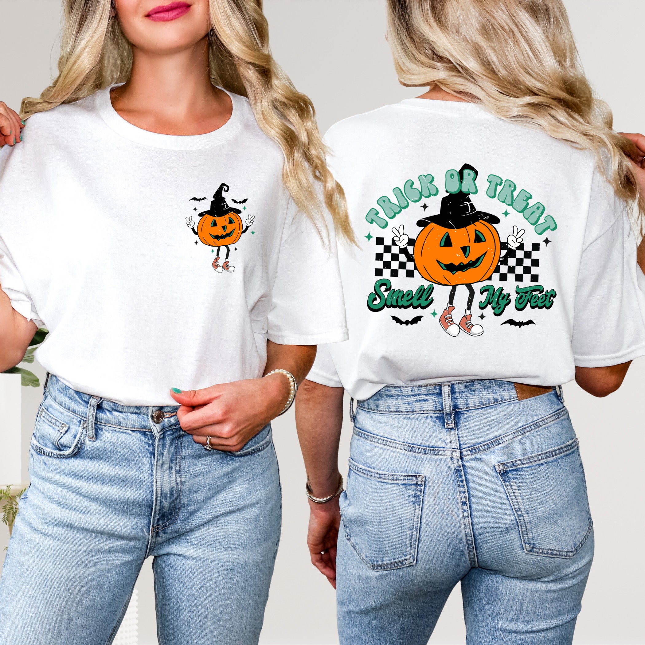 Smell My Feet Pumpkin | Short Sleeve Crew Neck | Front and Back Ink