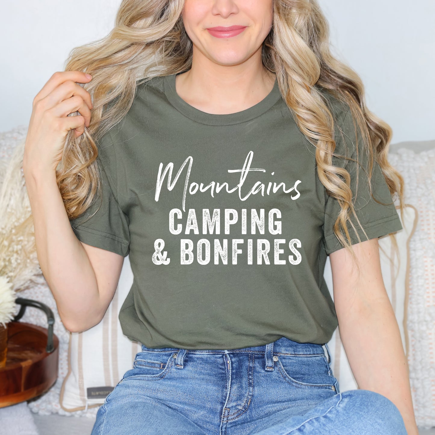 Mountains Camping And Bonfires | Short Sleeve Graphic Tee