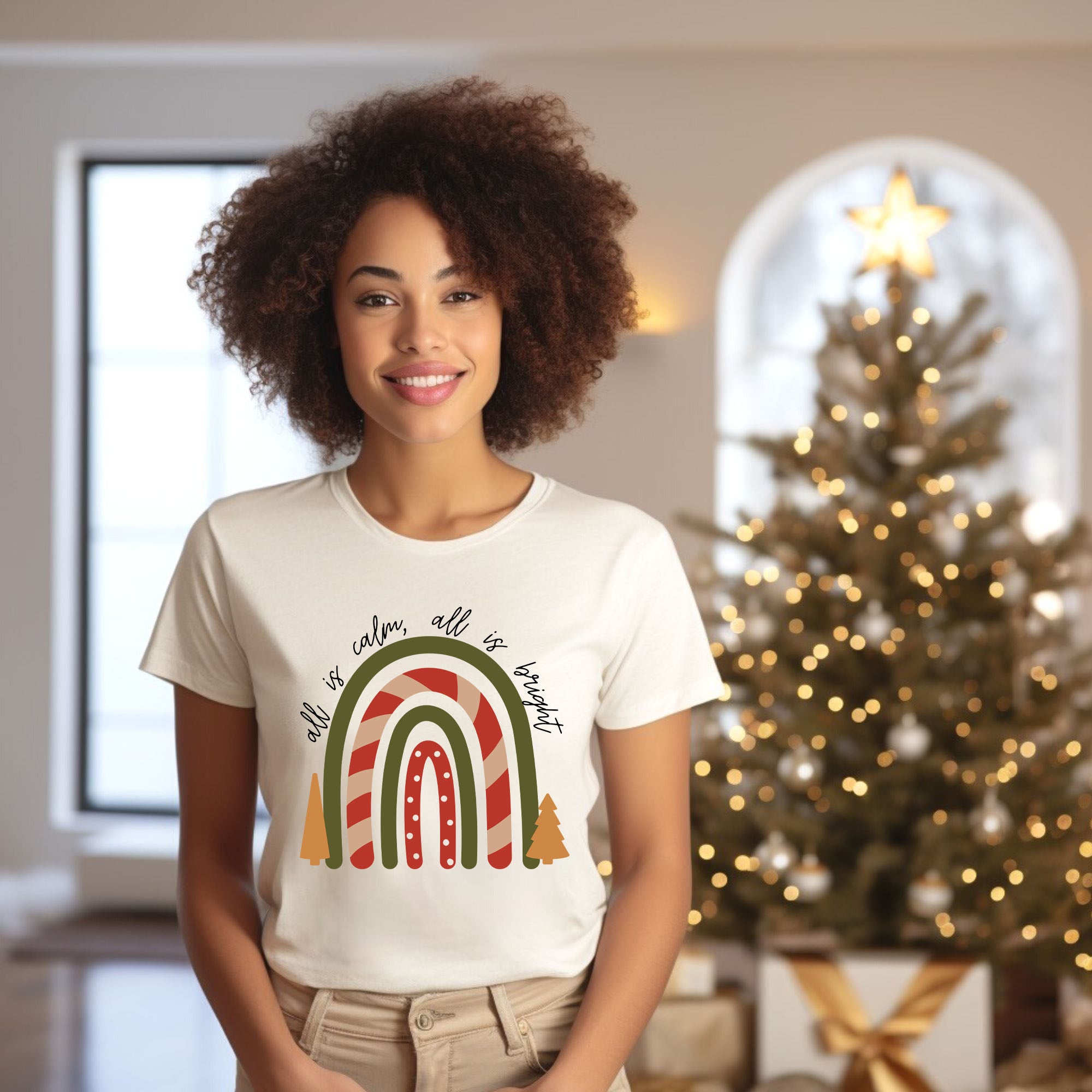 Boho All Is Calm Rainbow | Short Sleeve Crewneck