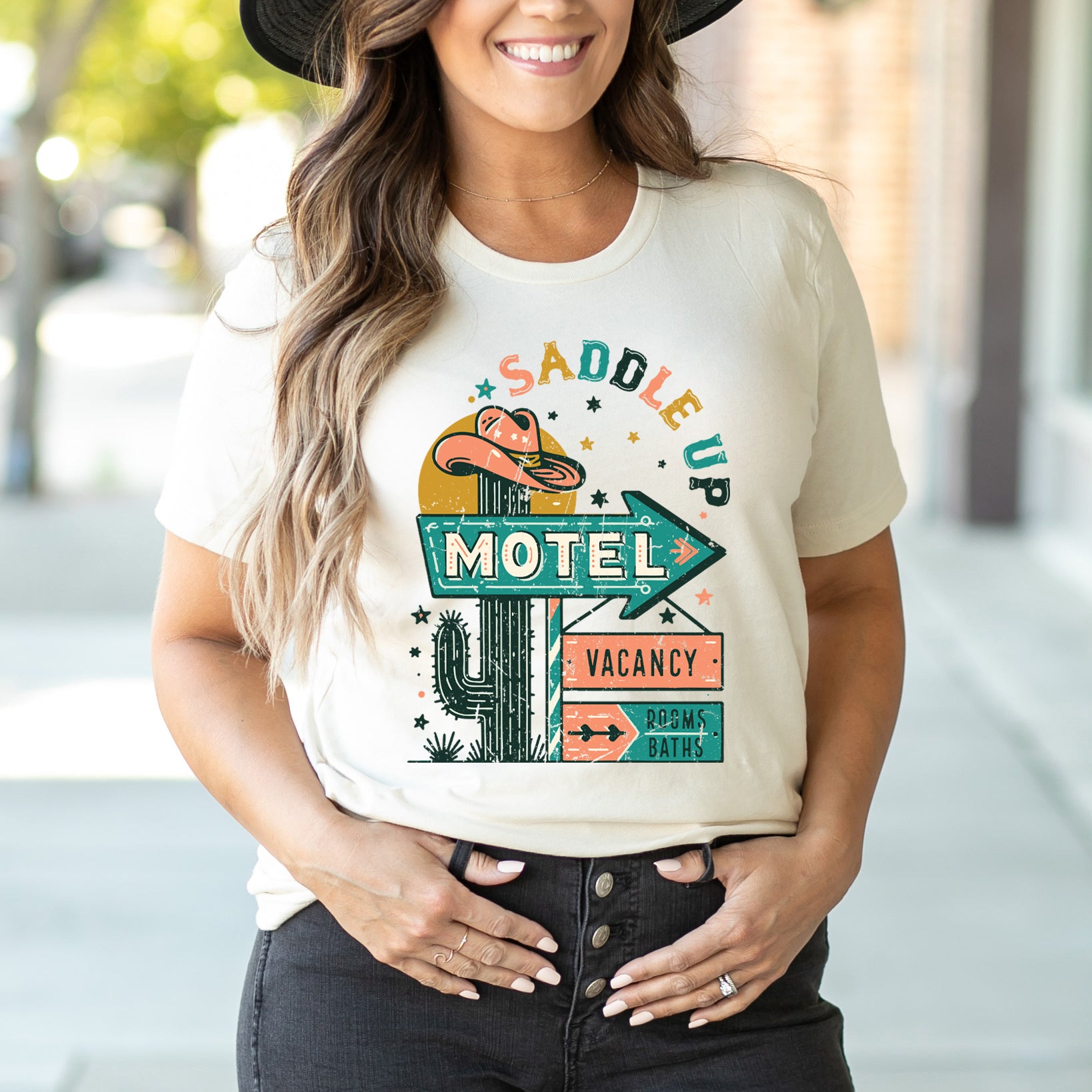 Saddle UP Motel Distressed | Short Sleeve Crewneck