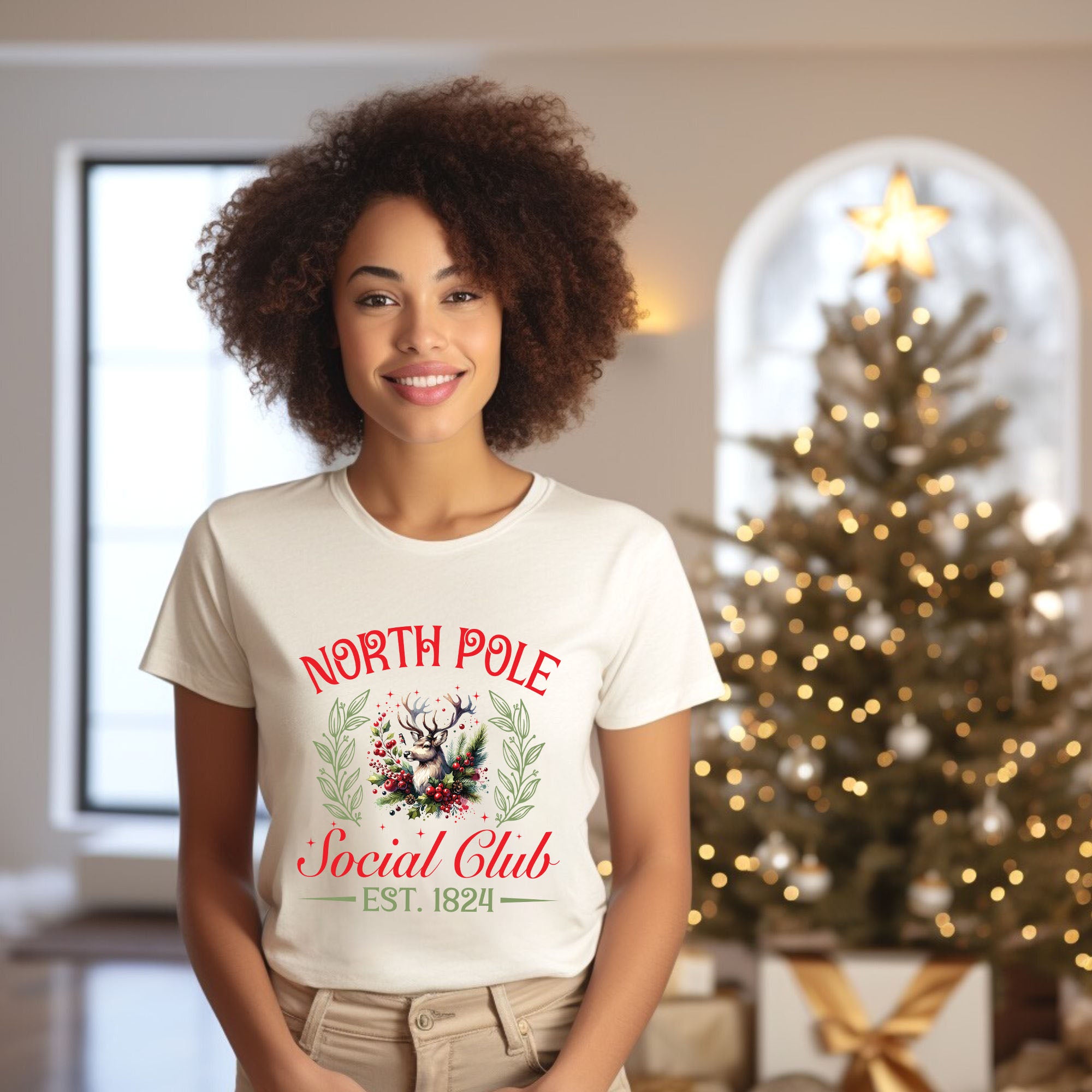 North Pole Social Club Reindeer | Short Sleeve Crewneck