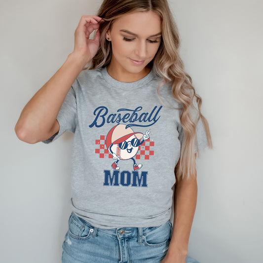 Baseball Mom Checkered | Short Sleeve Graphic Tee