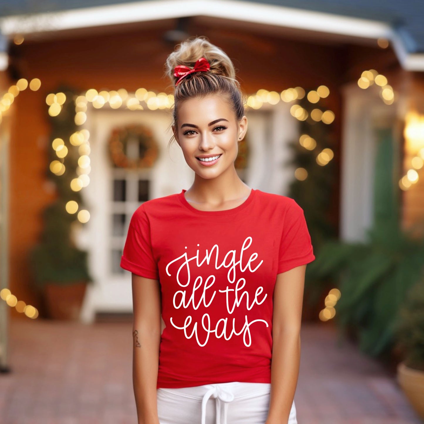 Jingle All The Way Cursive | Short Sleeve Graphic Tee