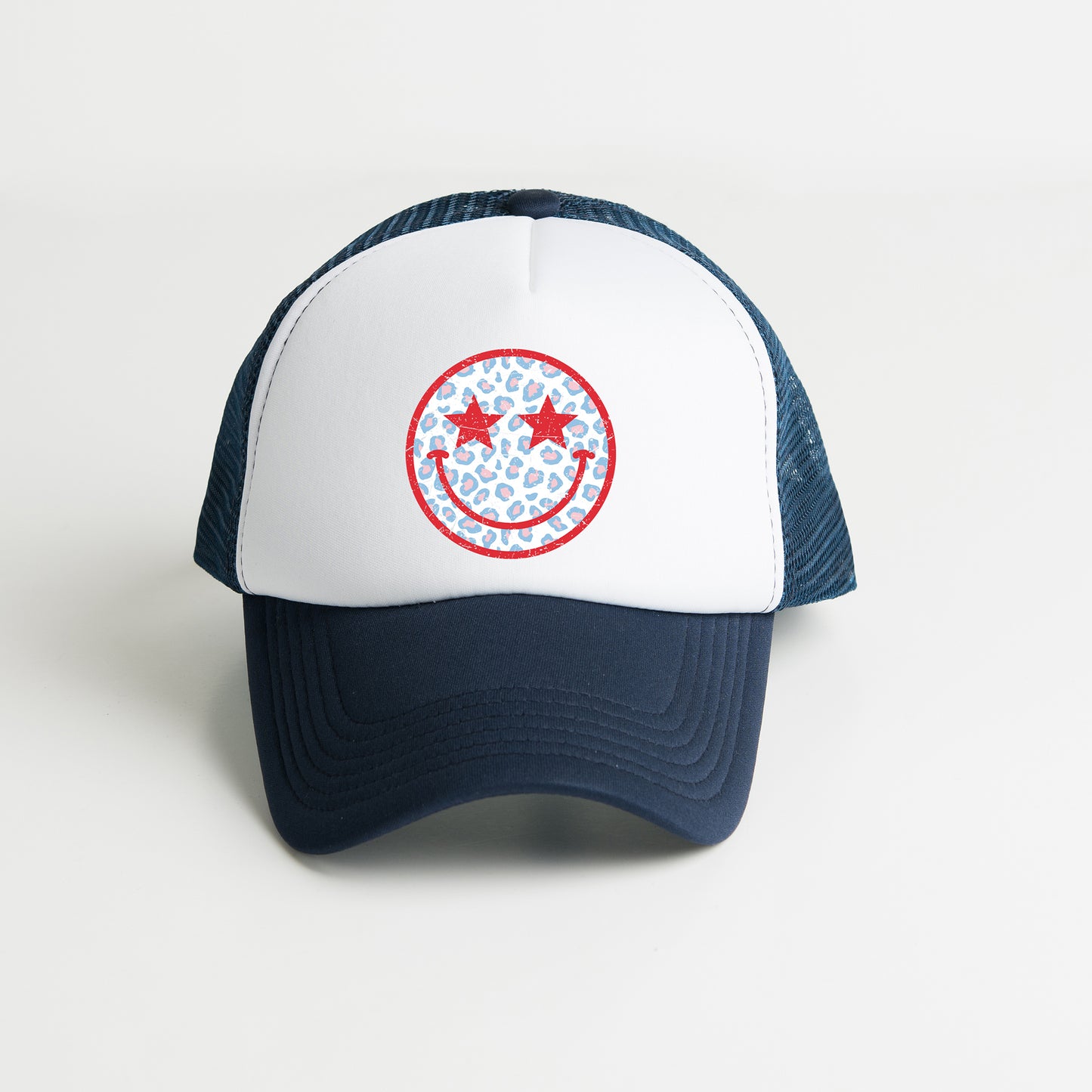 Leopard Patriotic Smiley Face | Foam Trucker Hat