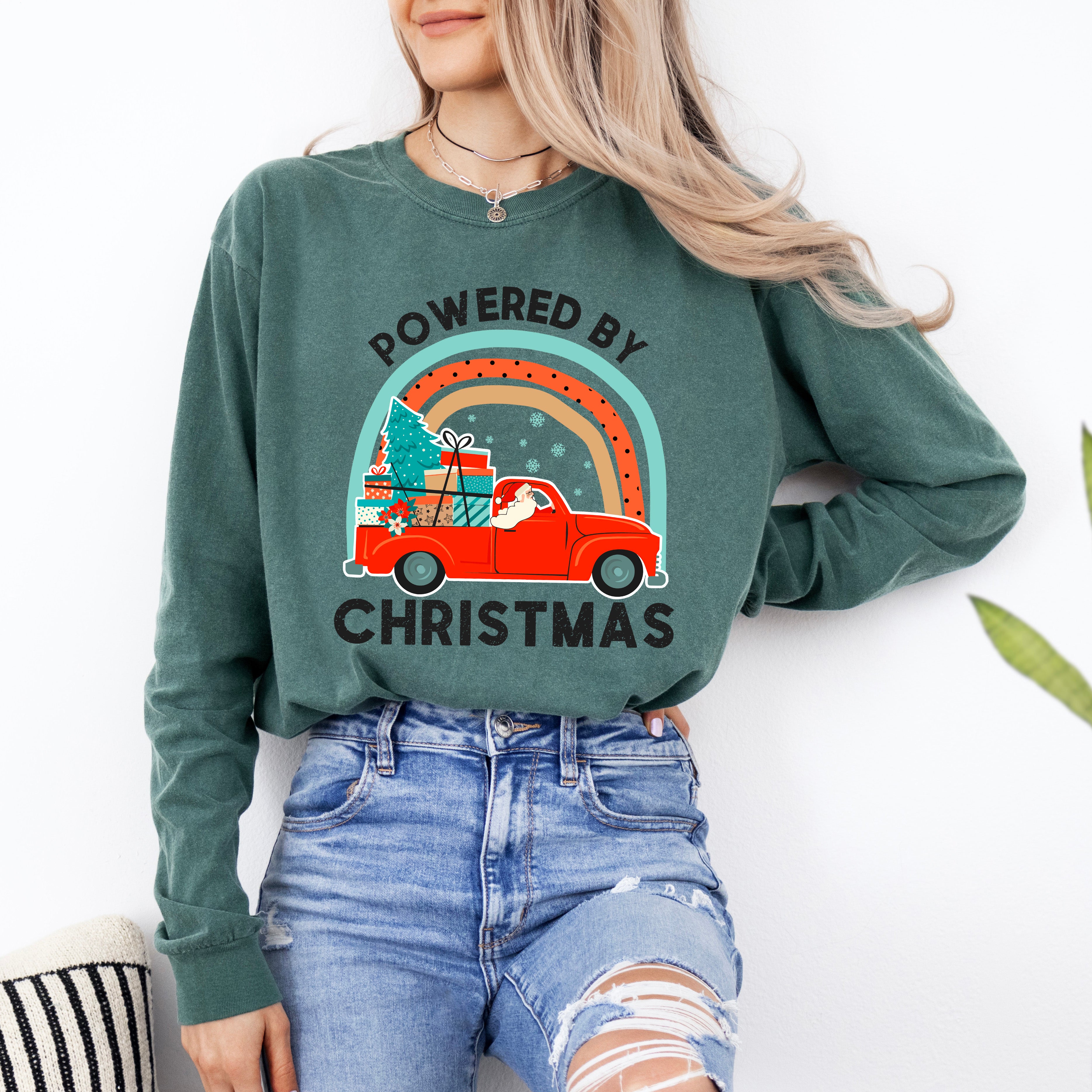 Powered By Christmas | Garment Dyed Long Sleeve