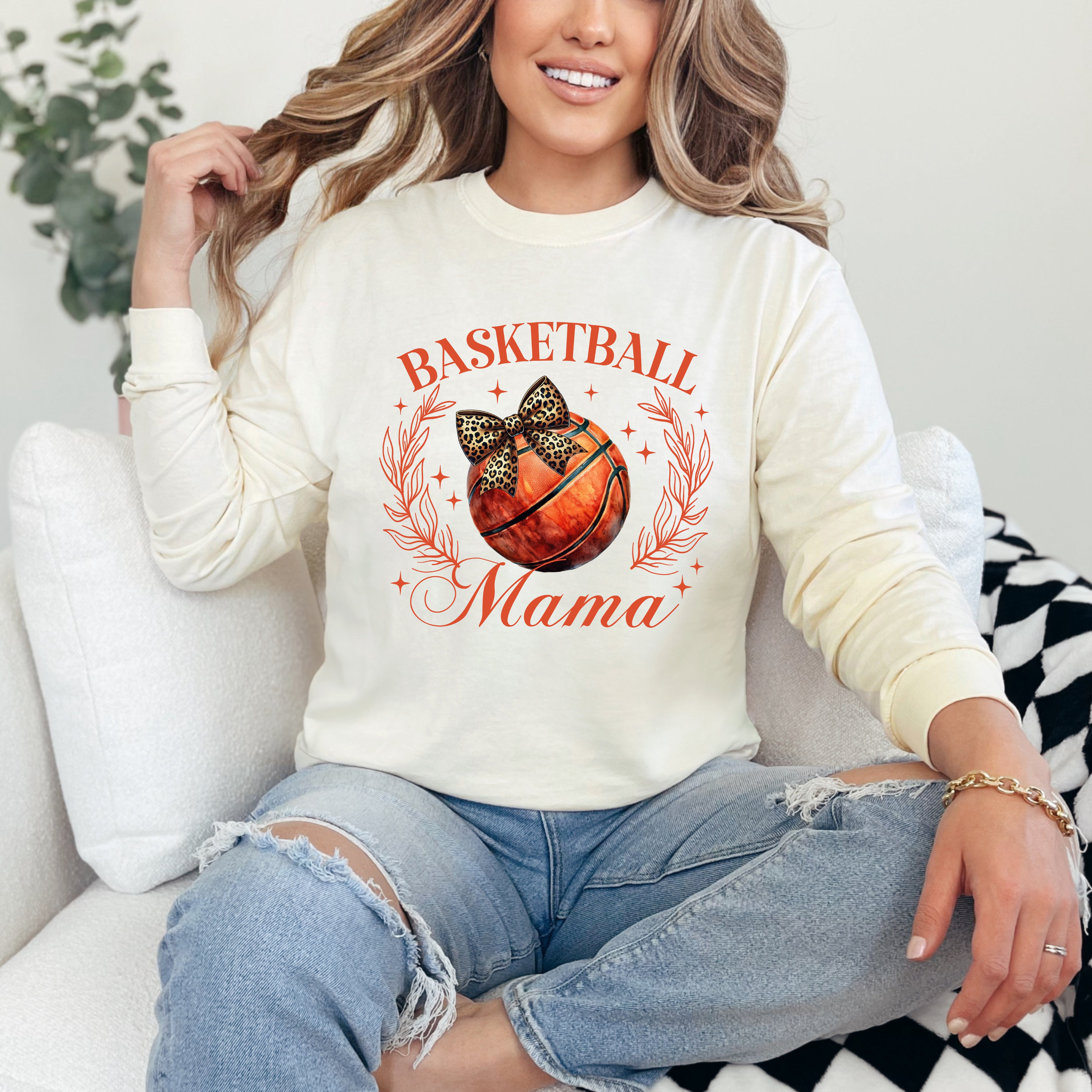 Coquette Basketball Mama | Garment Dyed Long Sleeve