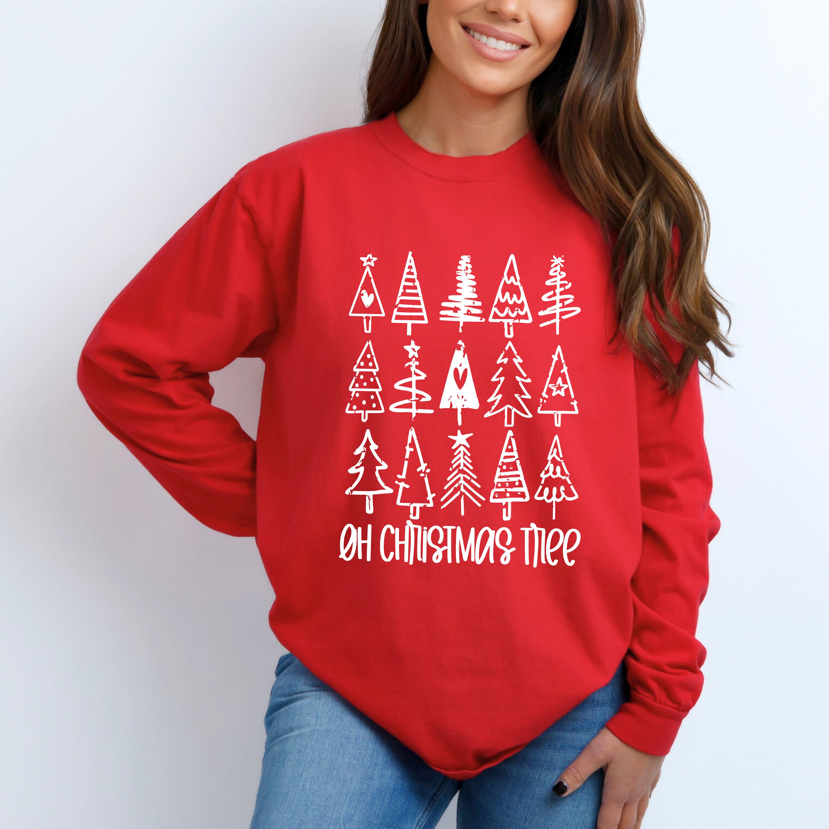 Distressed Oh Christmas Tree | Garment Dyed Long Sleeve