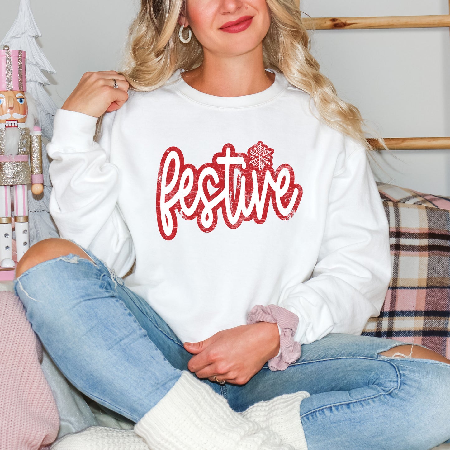 Festive Snowflake | Garment Dyed Sweatshirt