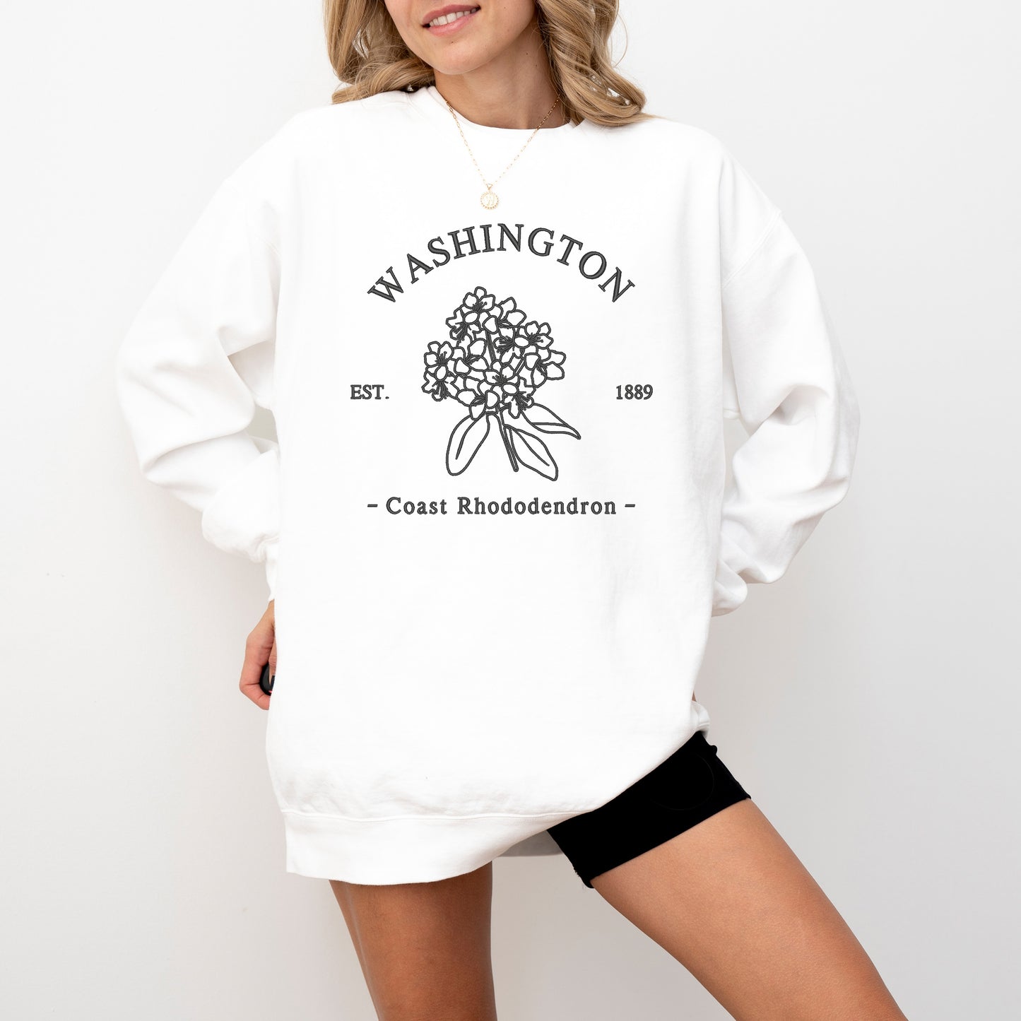 Embroidered Washington Coast Flower | Garment Dyed Sweatshirt