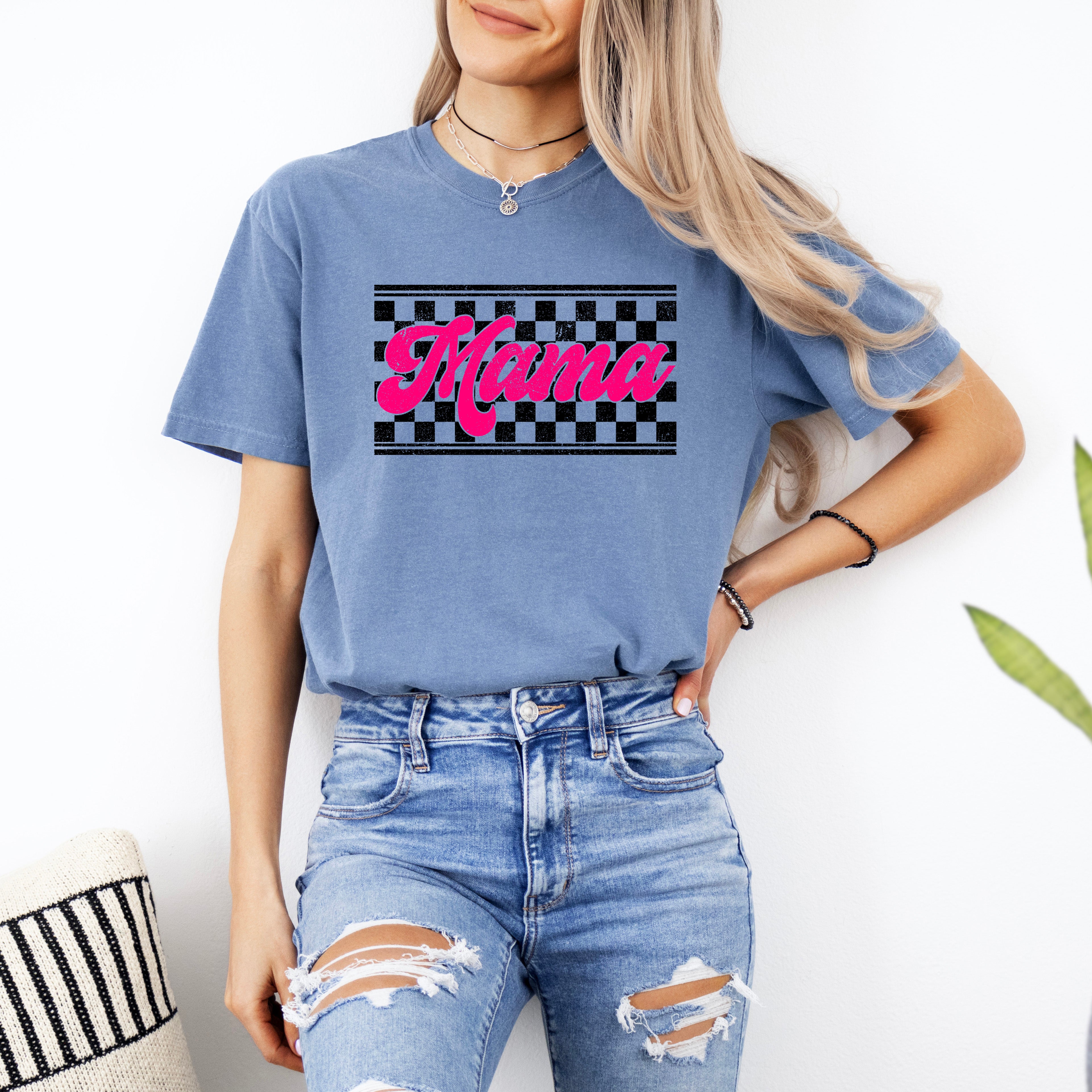 Pink Mama Checkered Grunge | Garment Dyed Tee