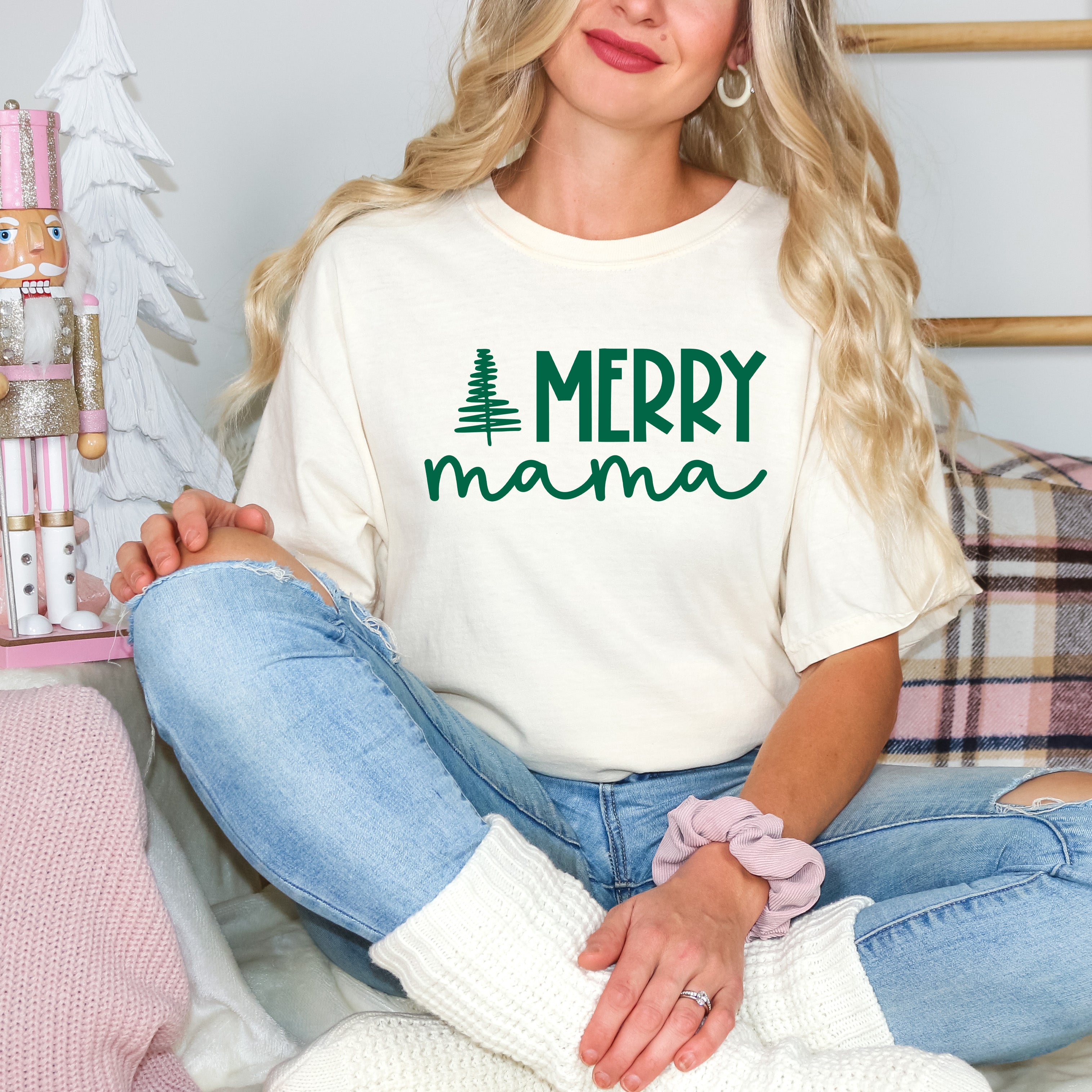 Merry Mama Tree | Garment Dyed Tee