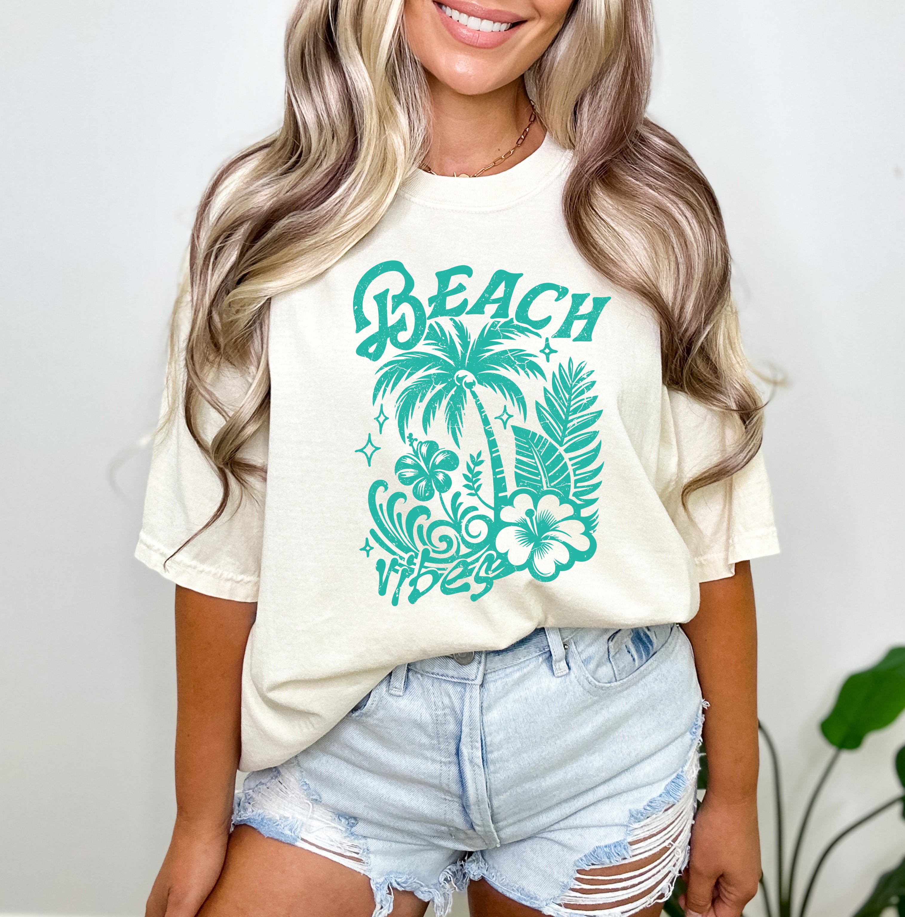 Beach Vibes Distressed | Garment Dyed Short Sleeve Tee